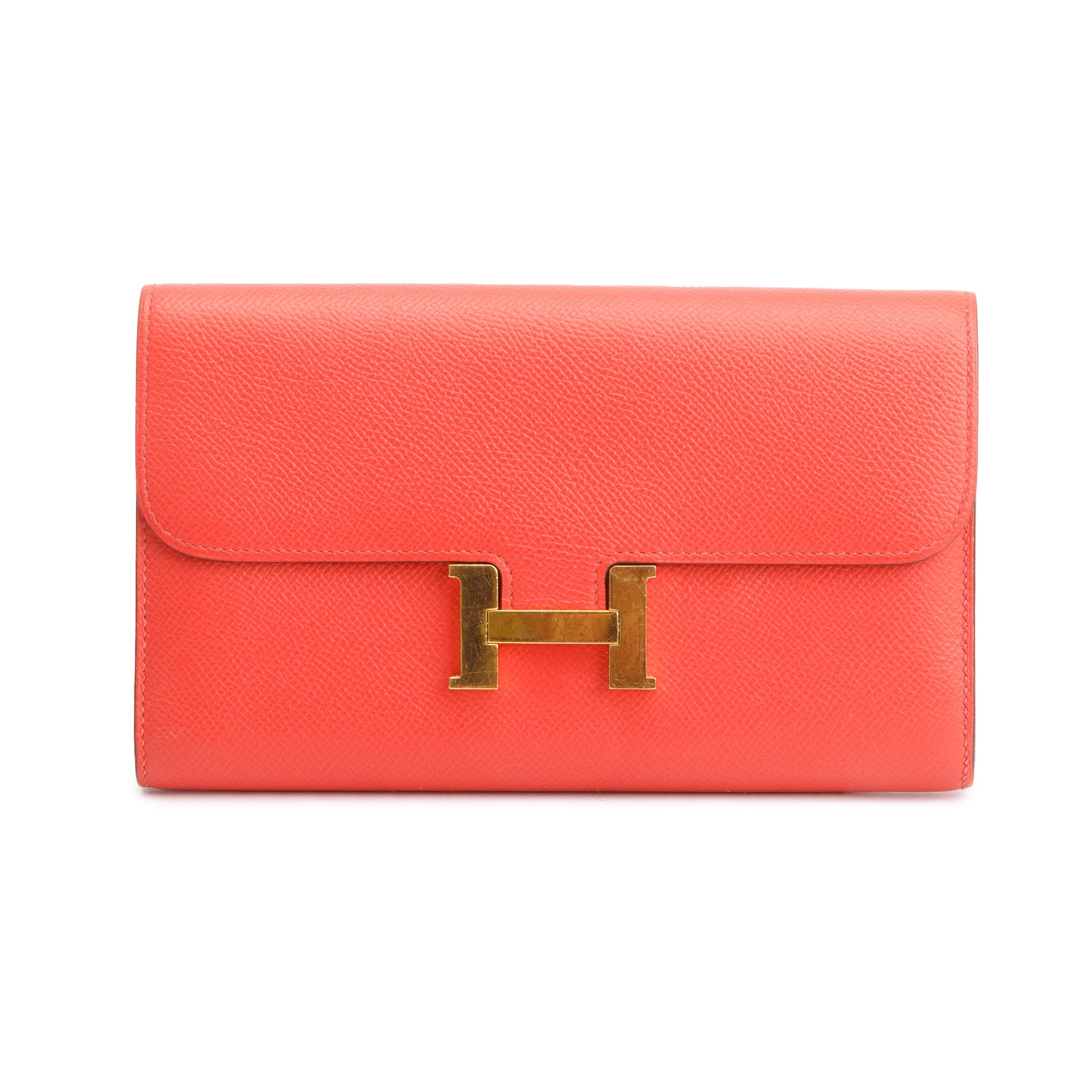 Hermes Orange Epsom Leather Constance Long Wallet