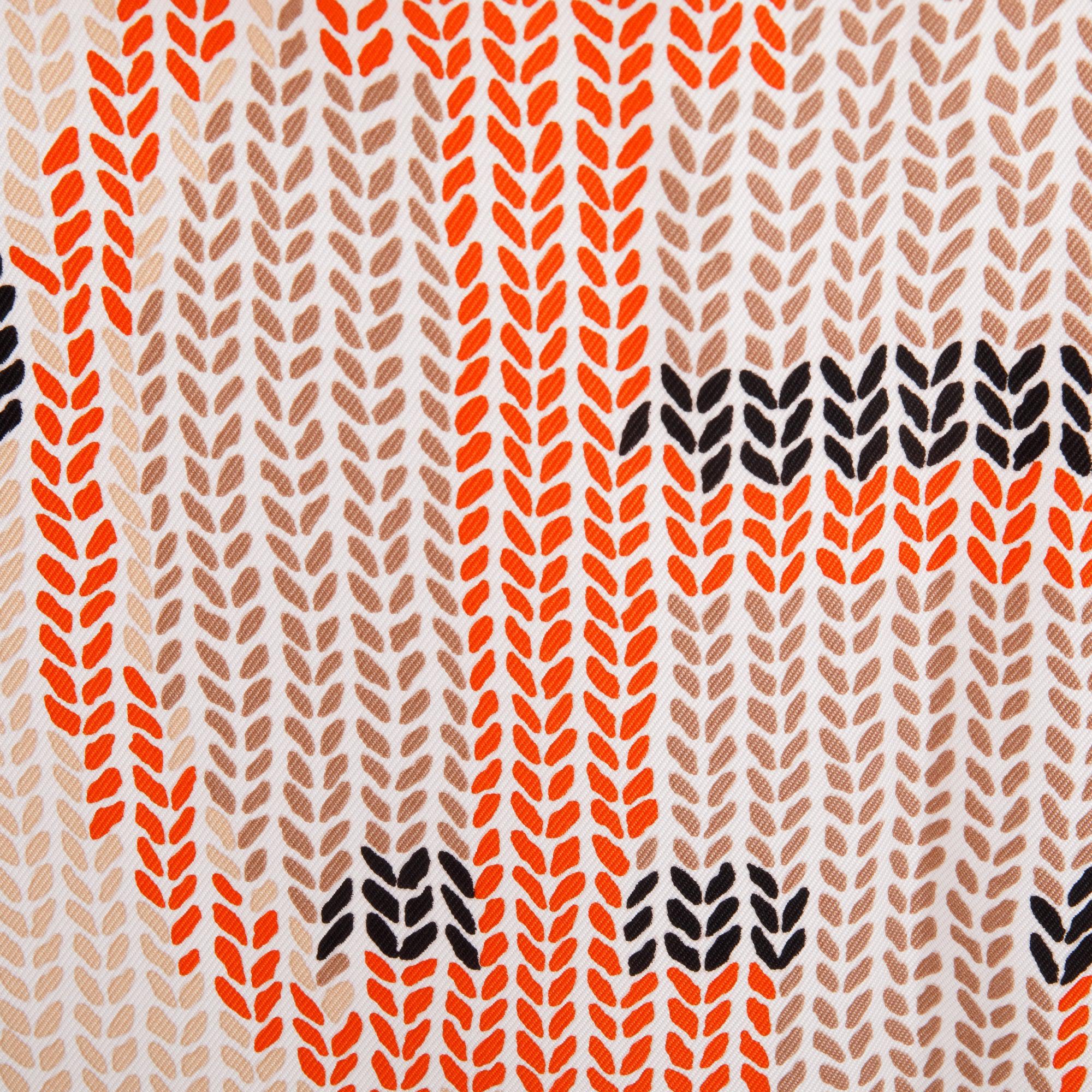 Hermes Orange Multicolor 'Coin Du Feu' Silk Scarf 90 w/ Box & Receipt