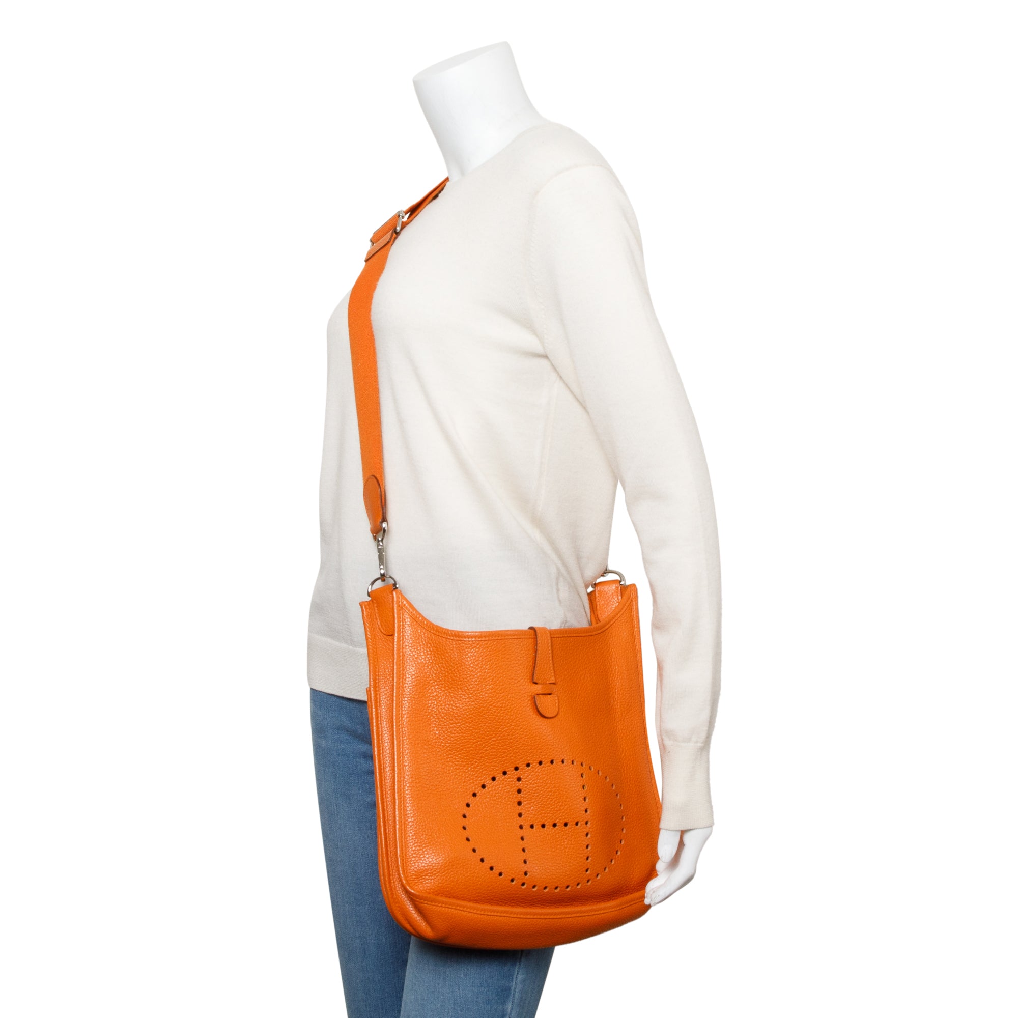 Hermes Orange Taurillon Clemence Evelyne III 29 Bag