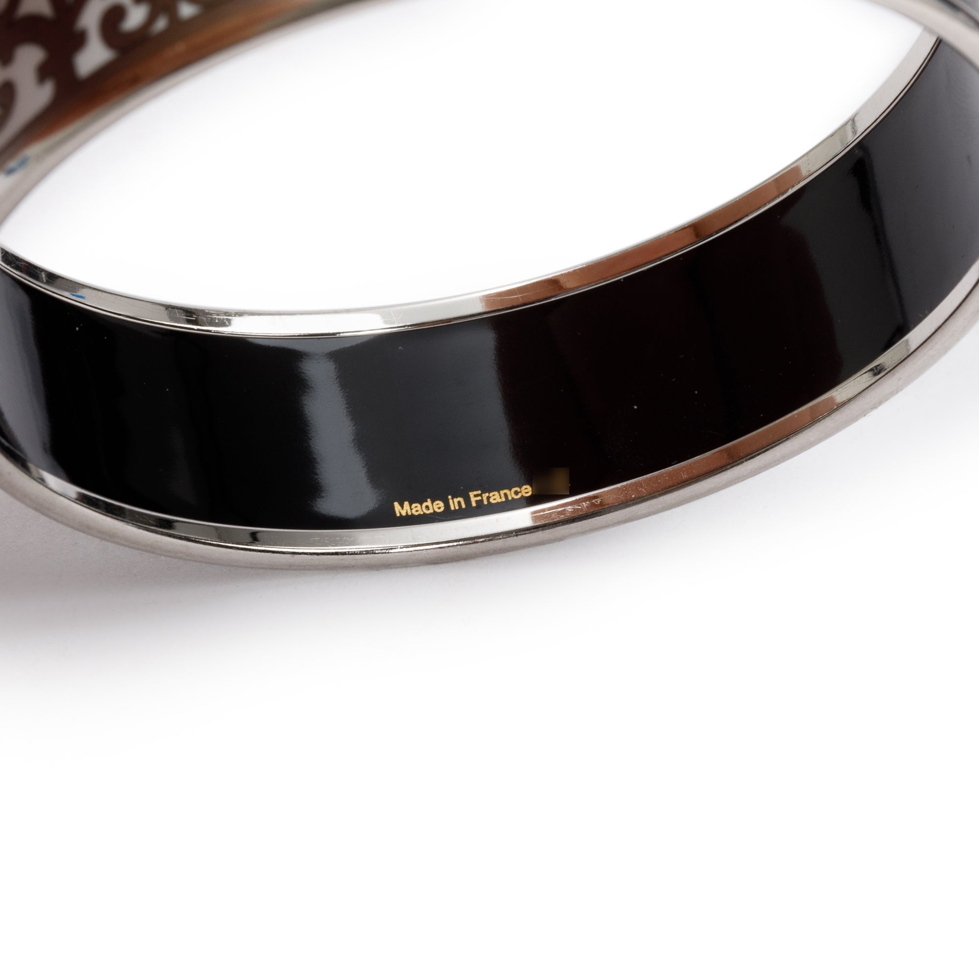 Hermes Paladium-Plated 'Balcons Du Guadalquivir' Enamel Wide Bangle