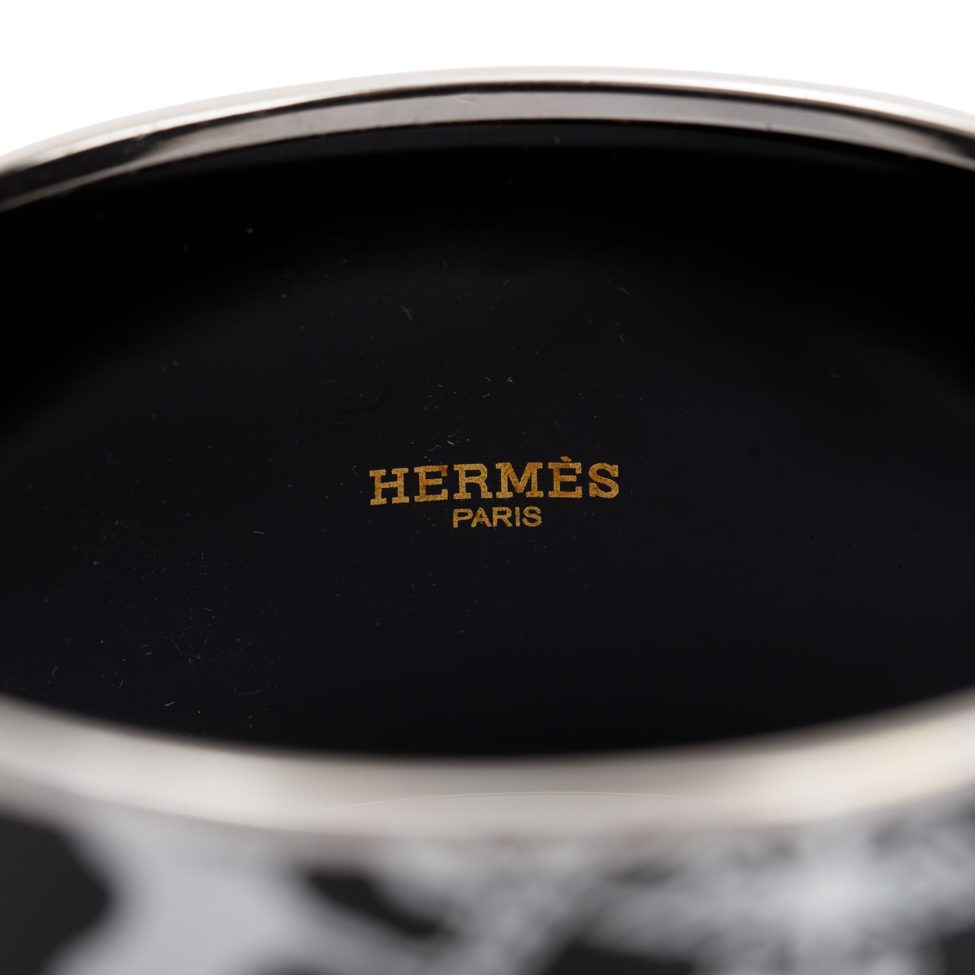 Hermes Paladium-Plated Confettis d'Ex Libris Enamel Extra Wide Bangle