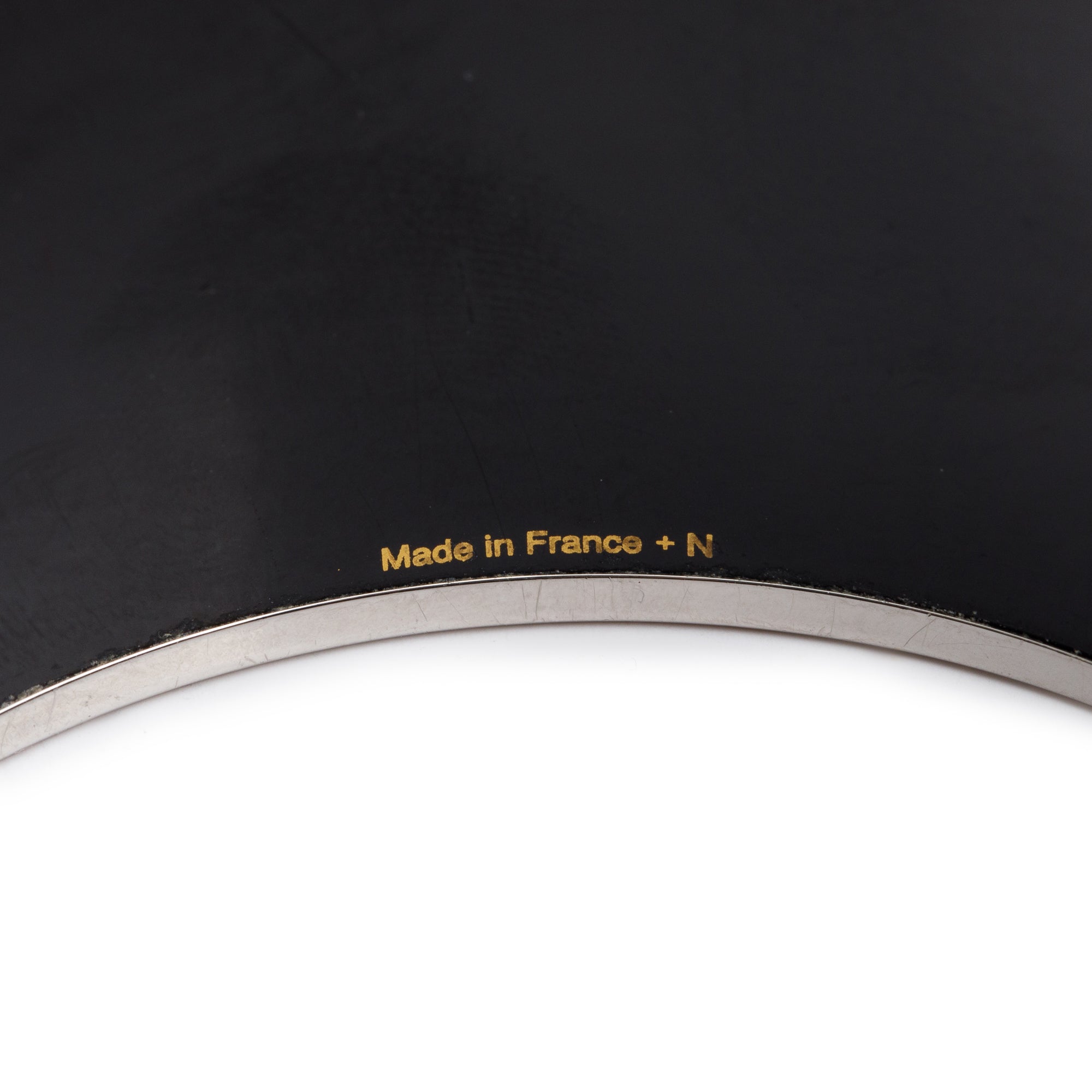 Hermes Paladium-Plated Green Enamel Extra Wide Bangle