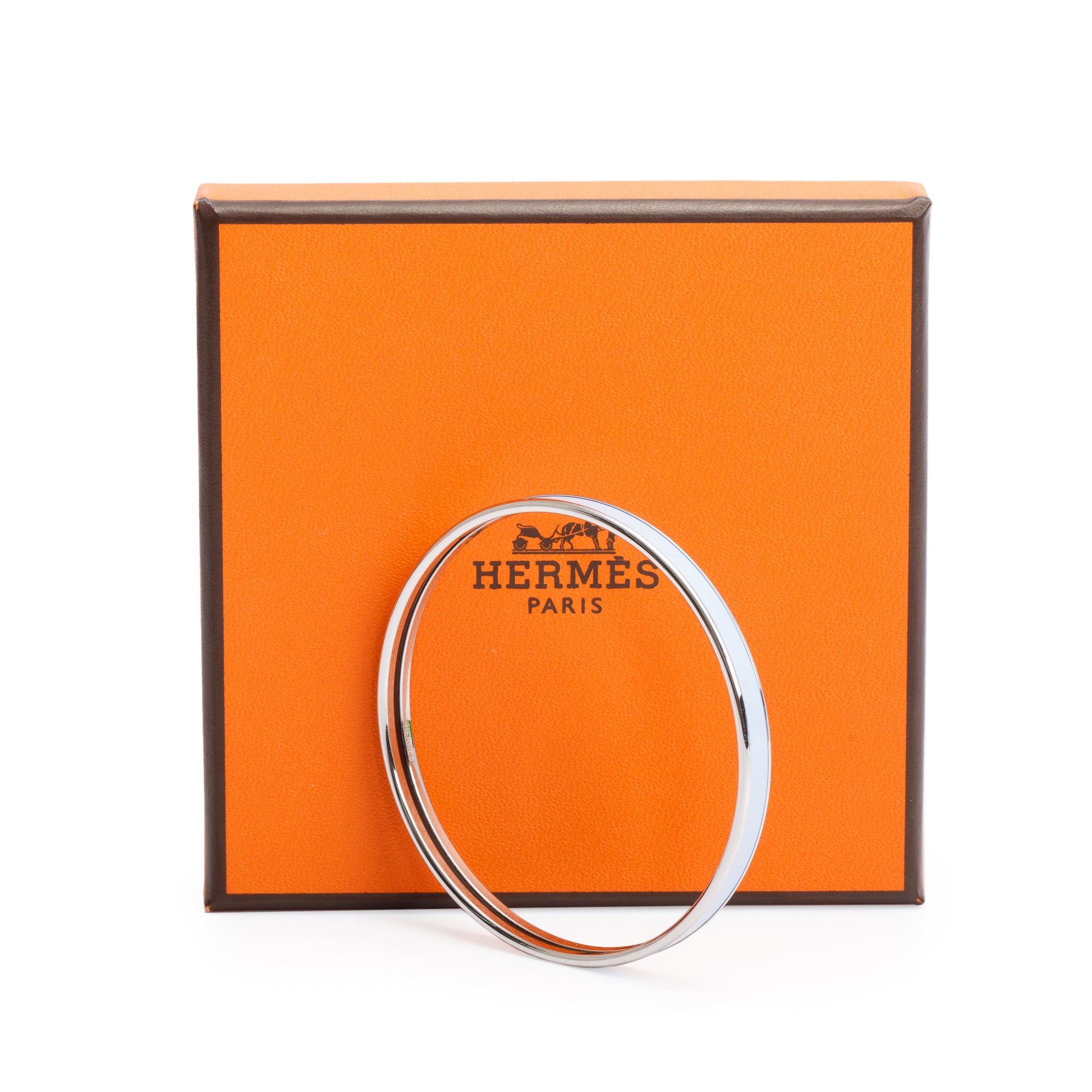 Hermes Paladium-Plated Purple Enamel Uni Bangle w/ Box