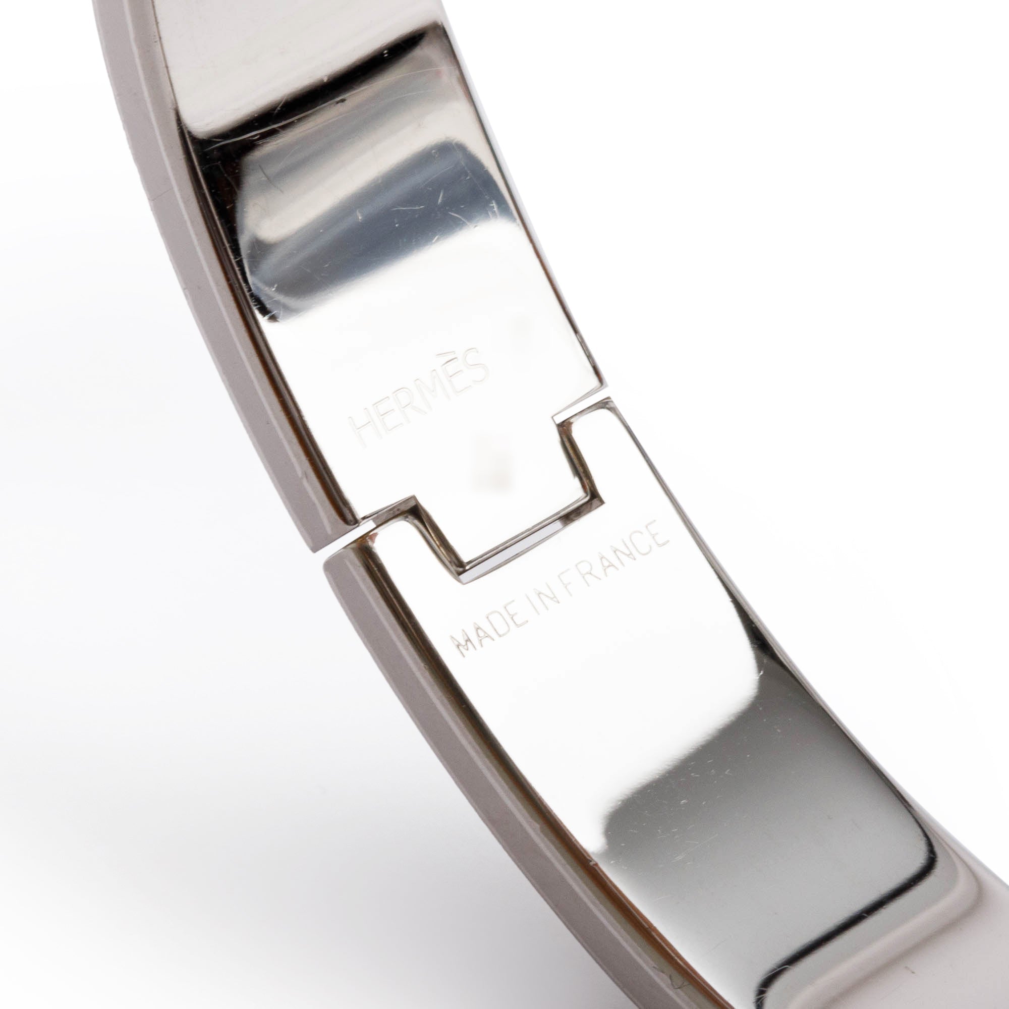 Hermes Palladium Plated Black Enamel 12 MM Clic H Bracelet w/ Box