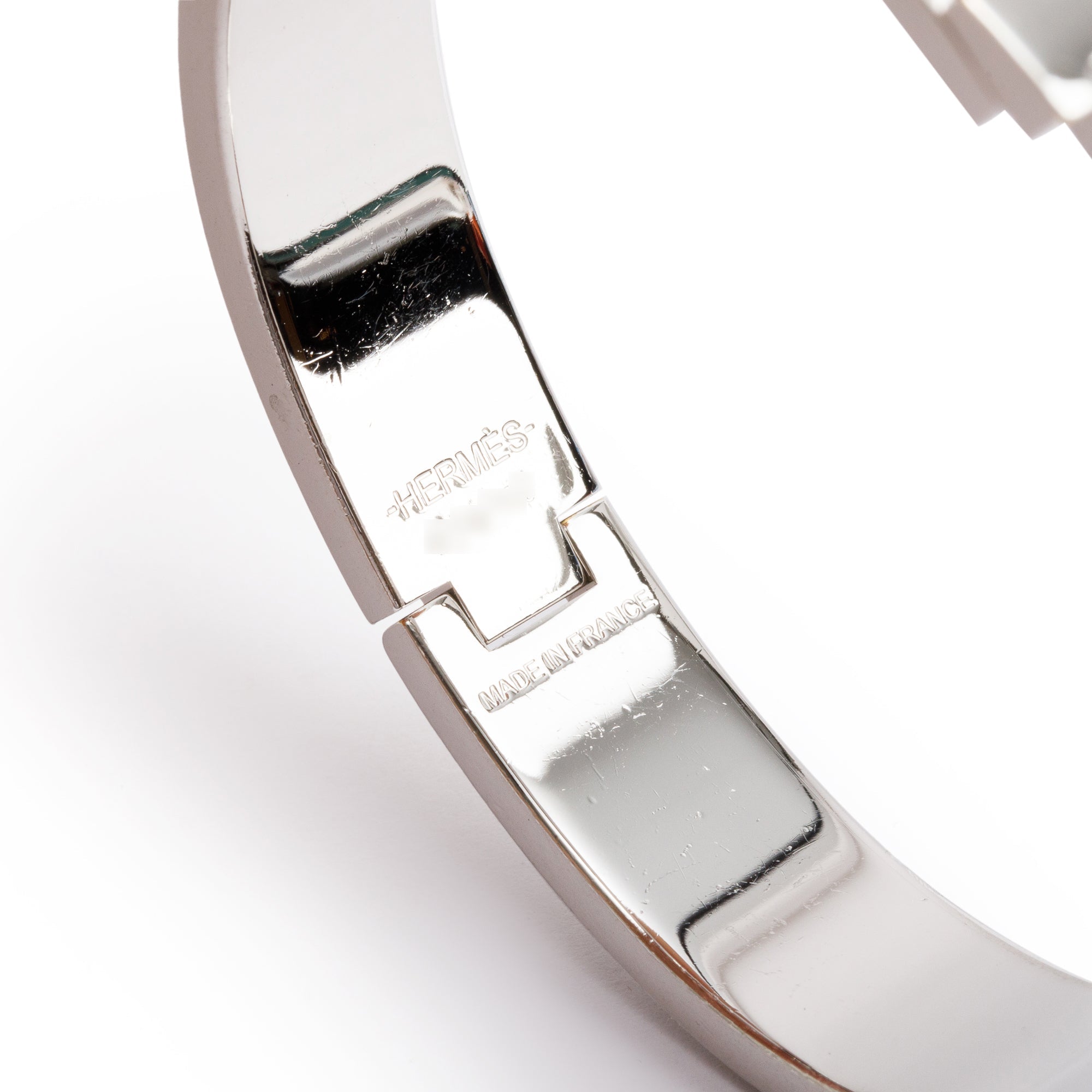 Hermes Palladium Plated Black Enamel 12 MM Clic H Bracelet w/ Box