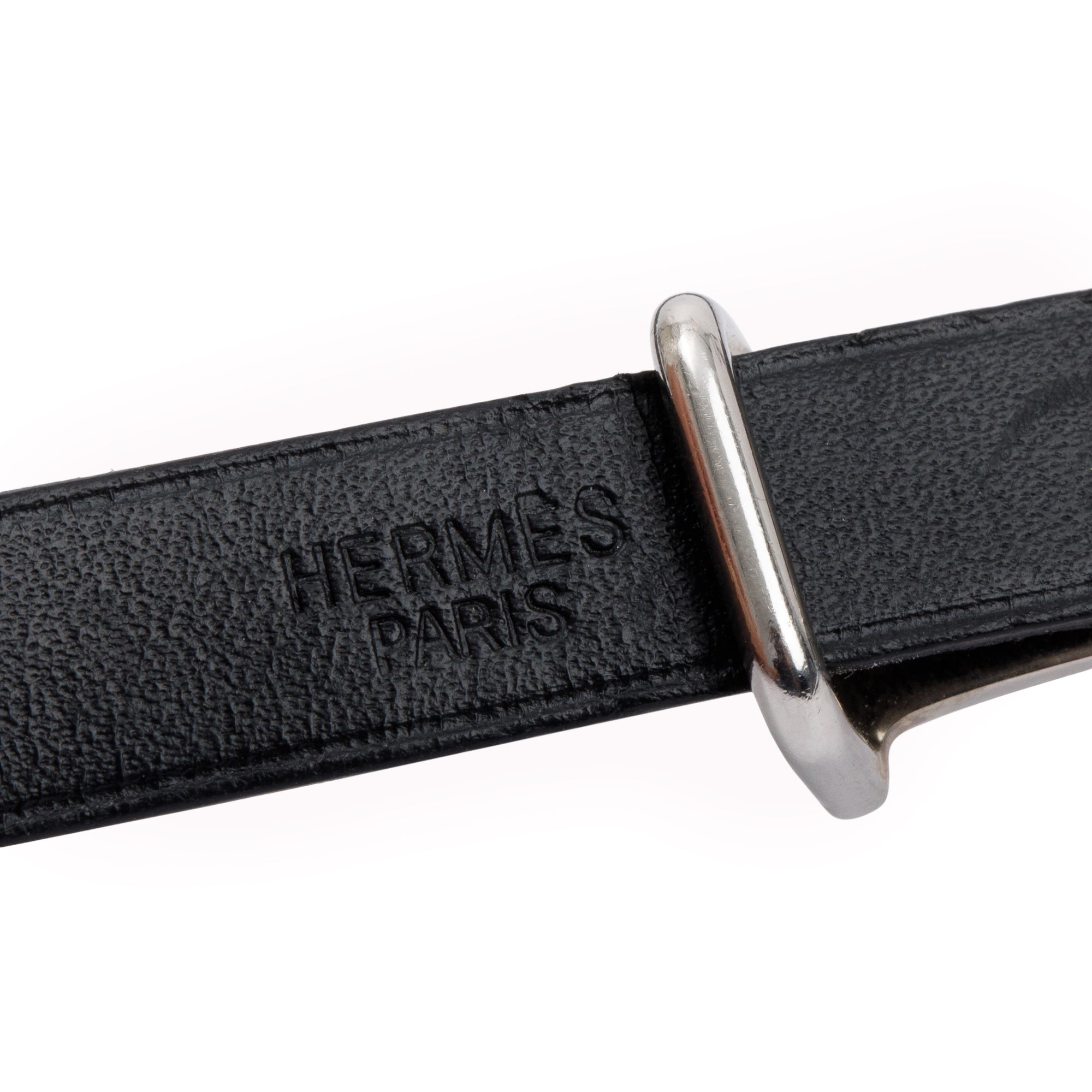 Hermes Palladium-Plated Black Leather Api II Triple Tour Wrap Bracelet