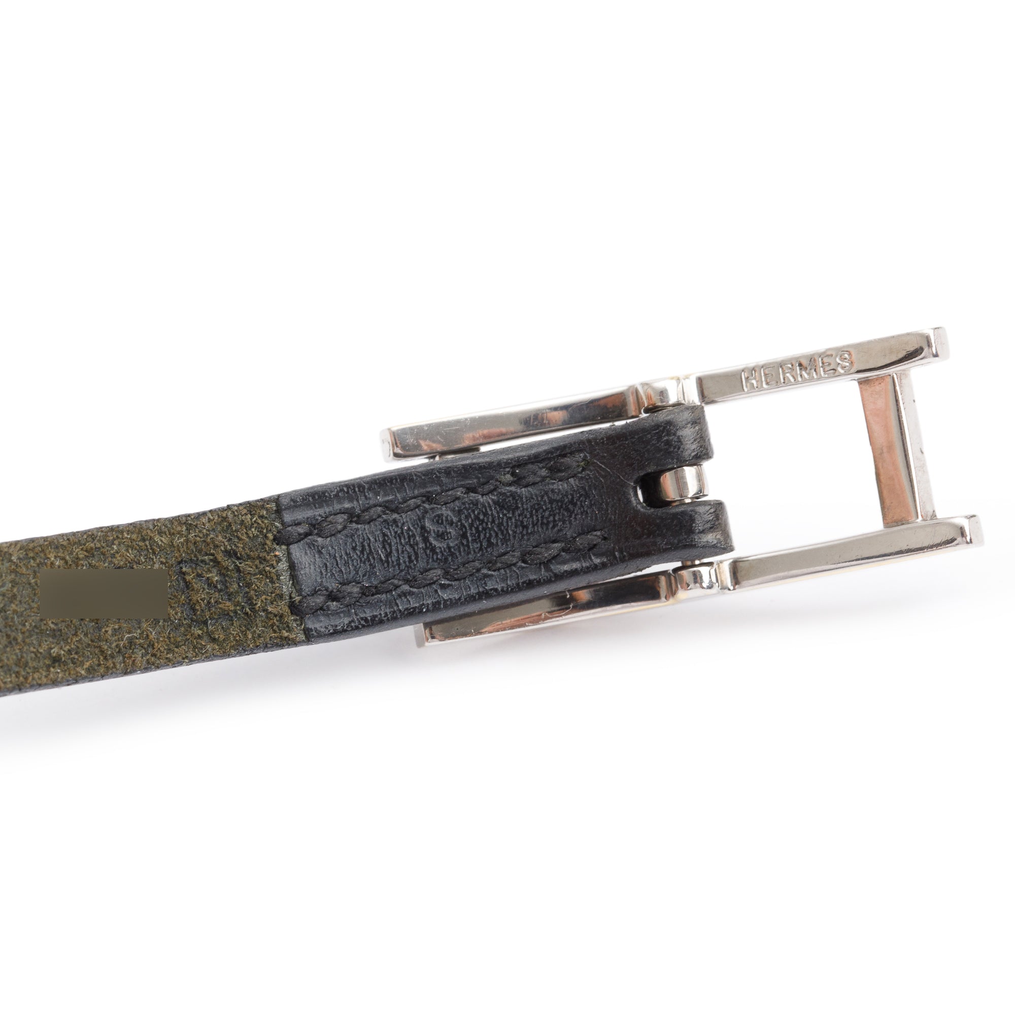 Hermes Palladium Plated Black Leather Behapi Bracelet