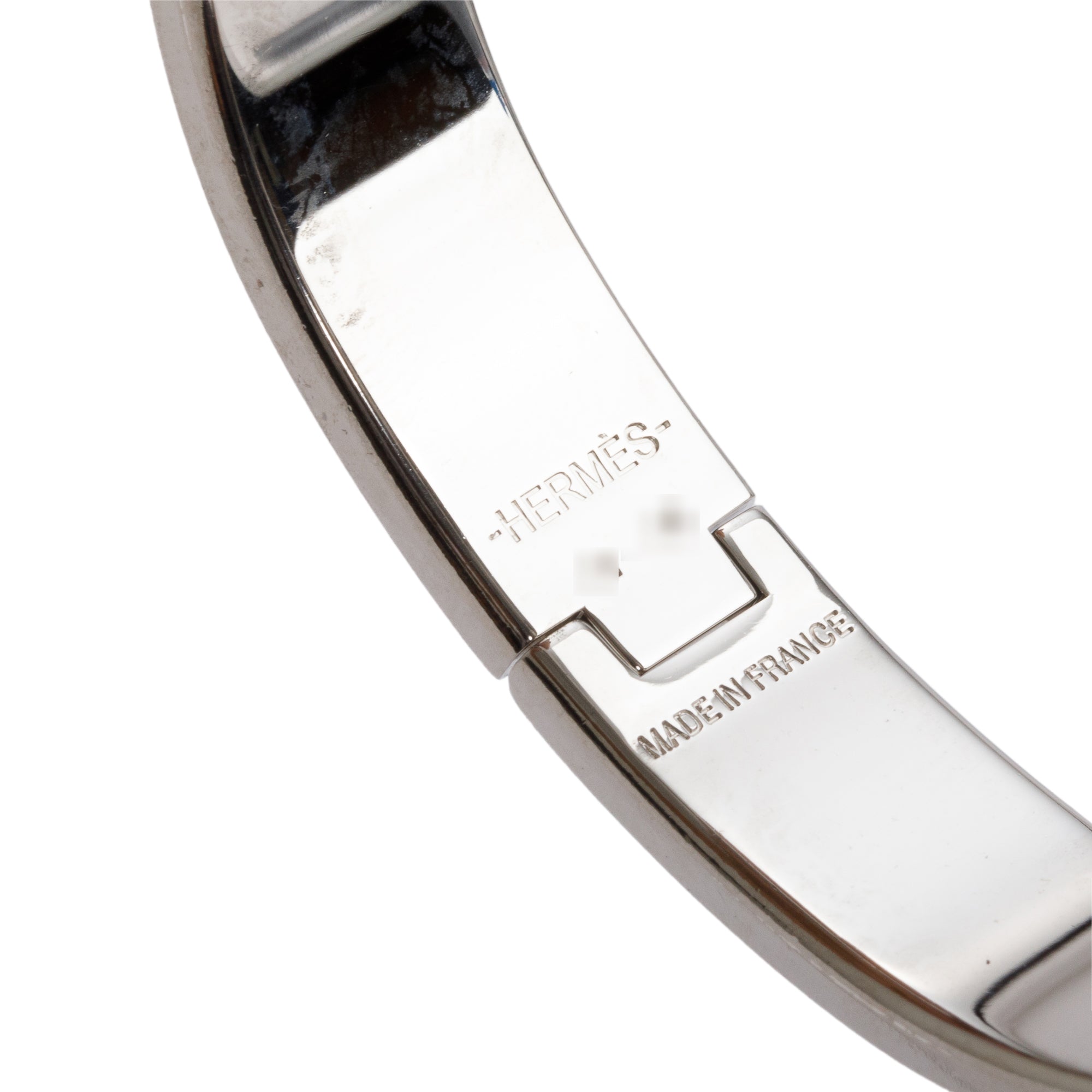 Hermes Palladium Plated Black & White Enamel 12 MM Clic H Bracelet w/ Box