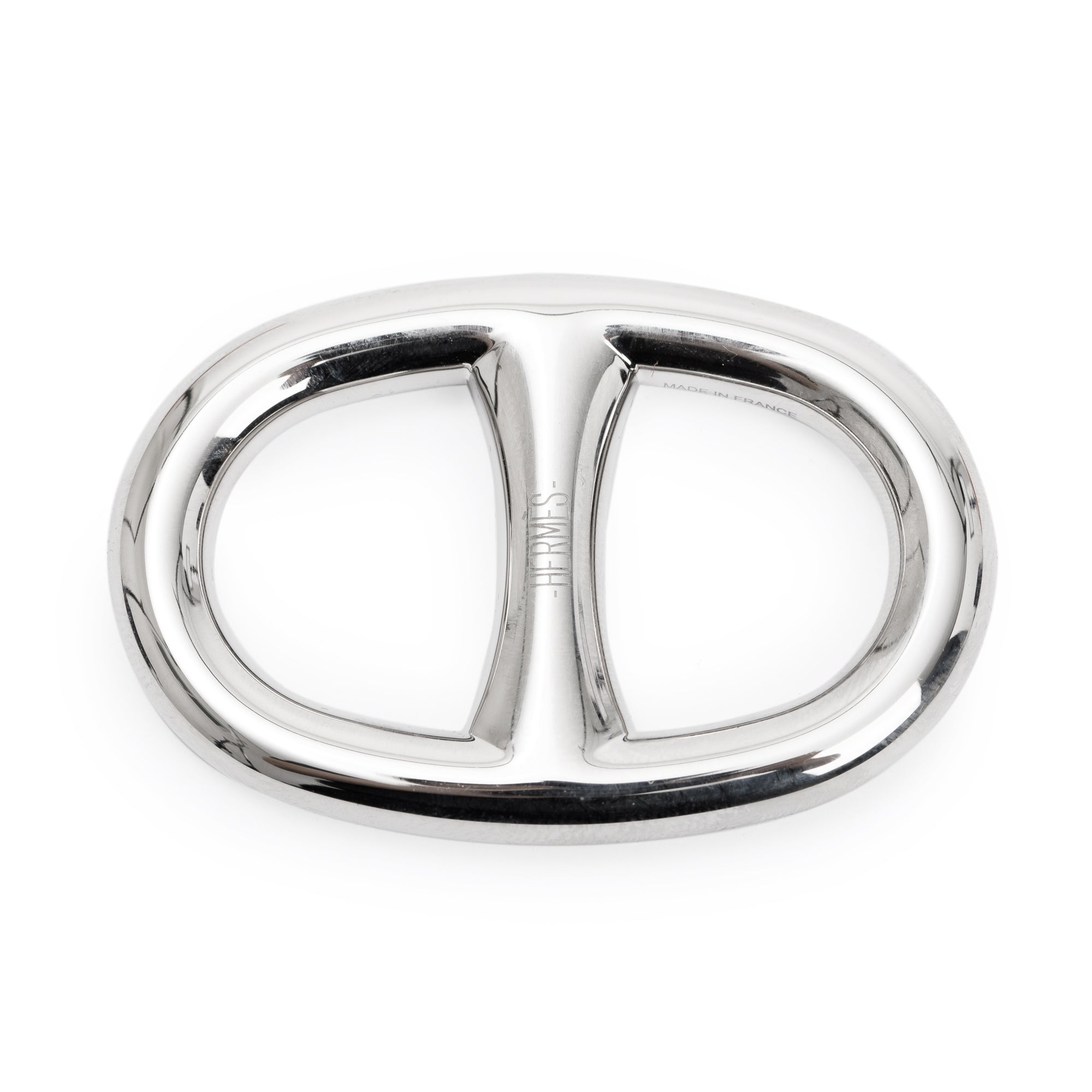 Hermes Palladium-Plated Chaine D'Ancre Scarf Ring w/ Box