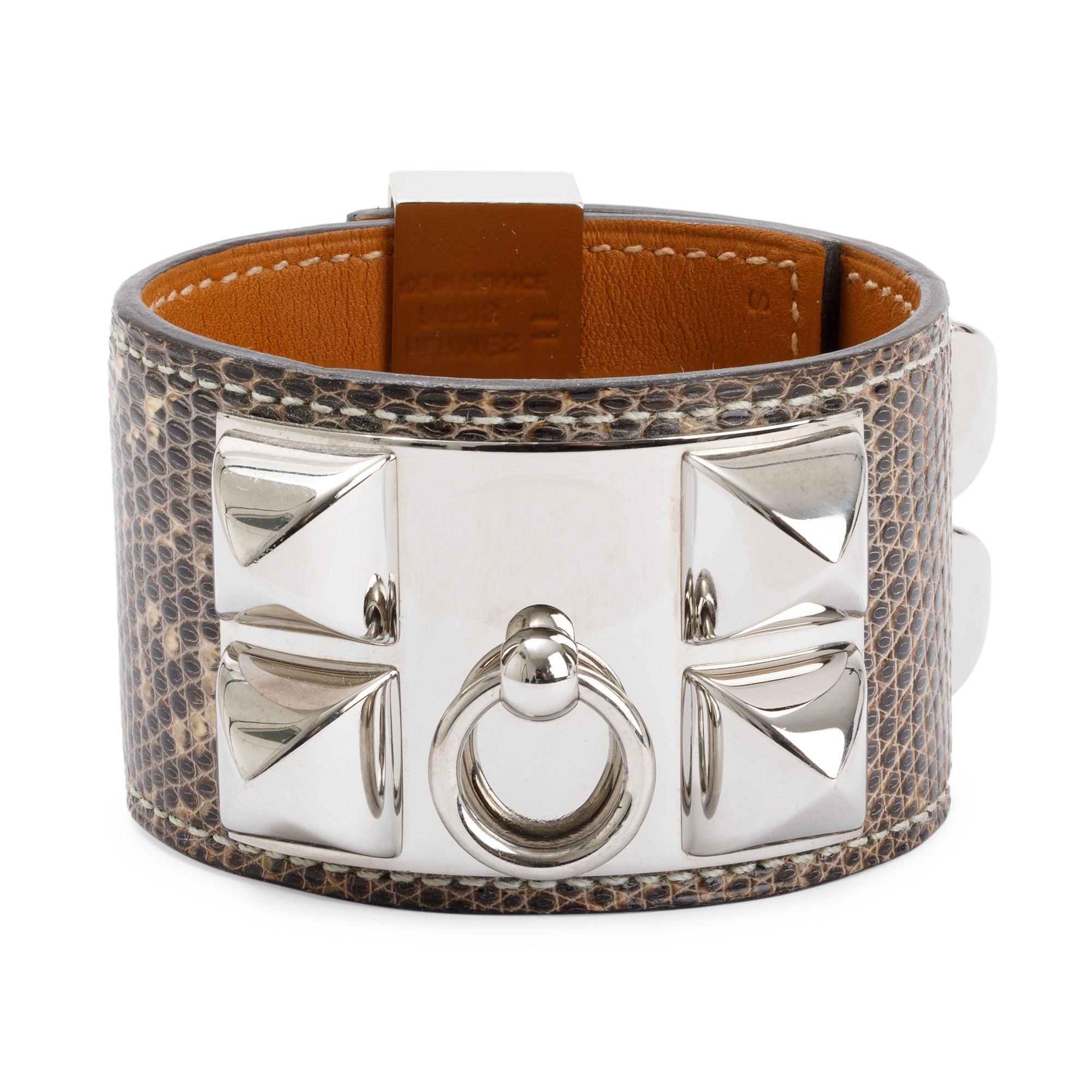Hermes Palladium Plated Lizard Collier de Chien Bracelet