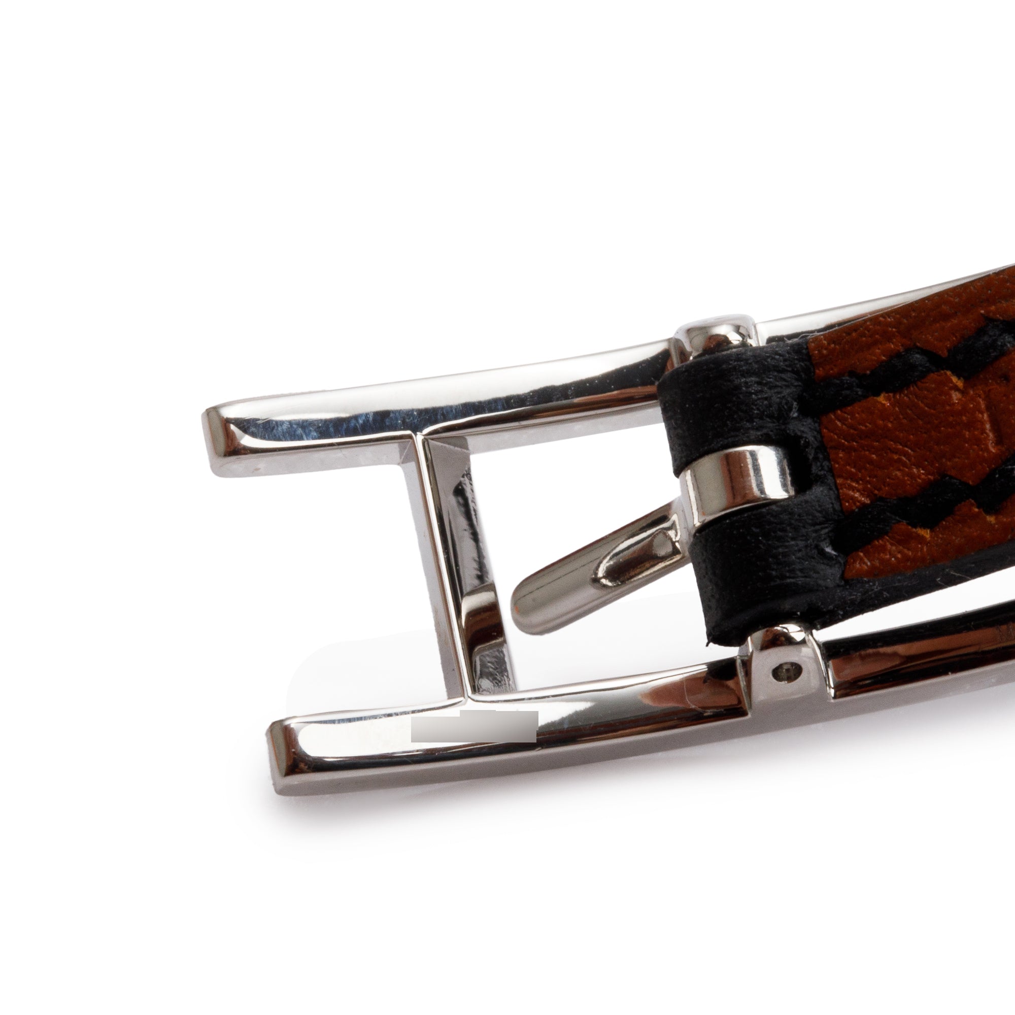 Hermes Palladium Plated Noir/Fauve Chamonix/Tadelakt Leather Behapi Double Tour Bracelet w/ Box