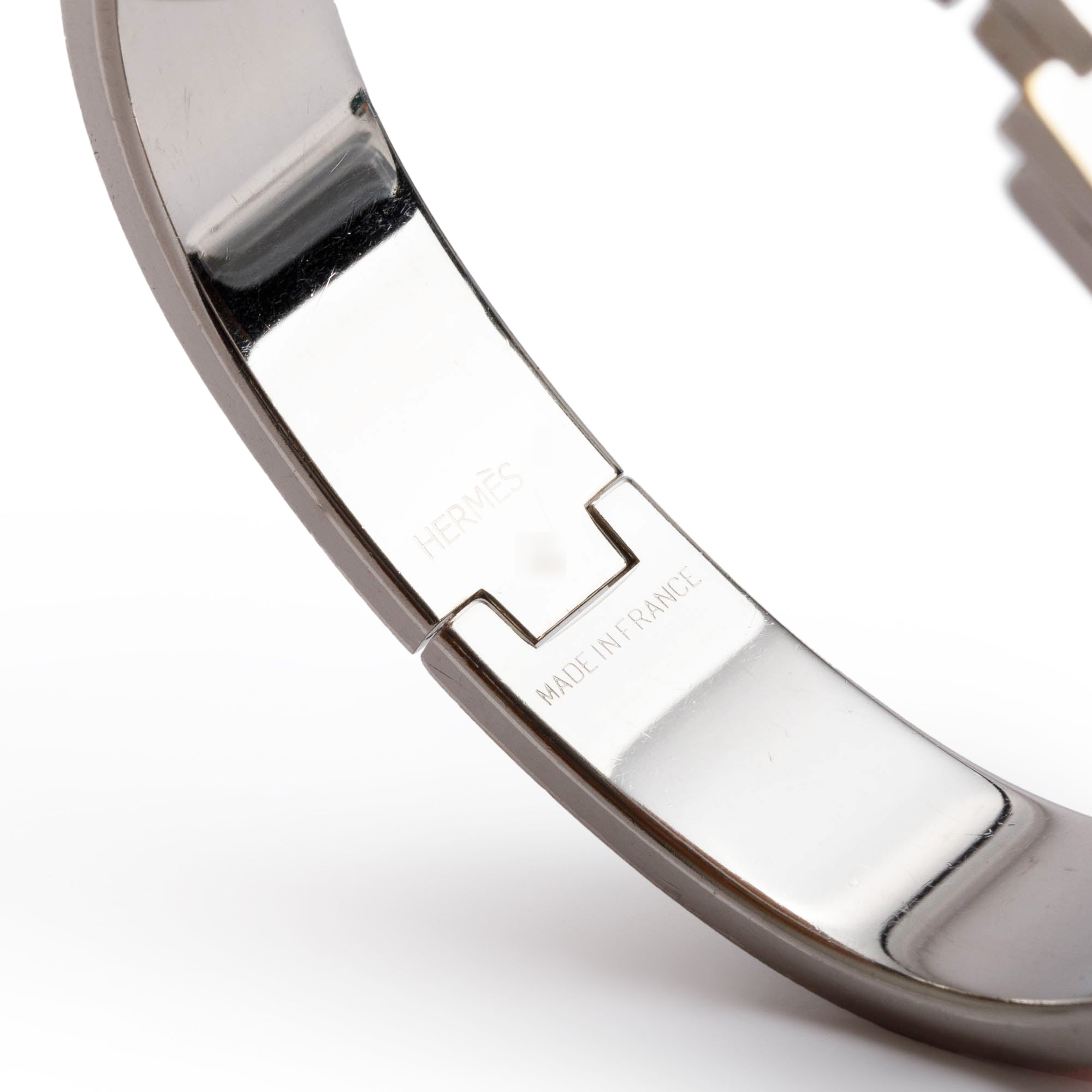 Hermes Palladium-Plated Orange Enamel Clic H Bracelet