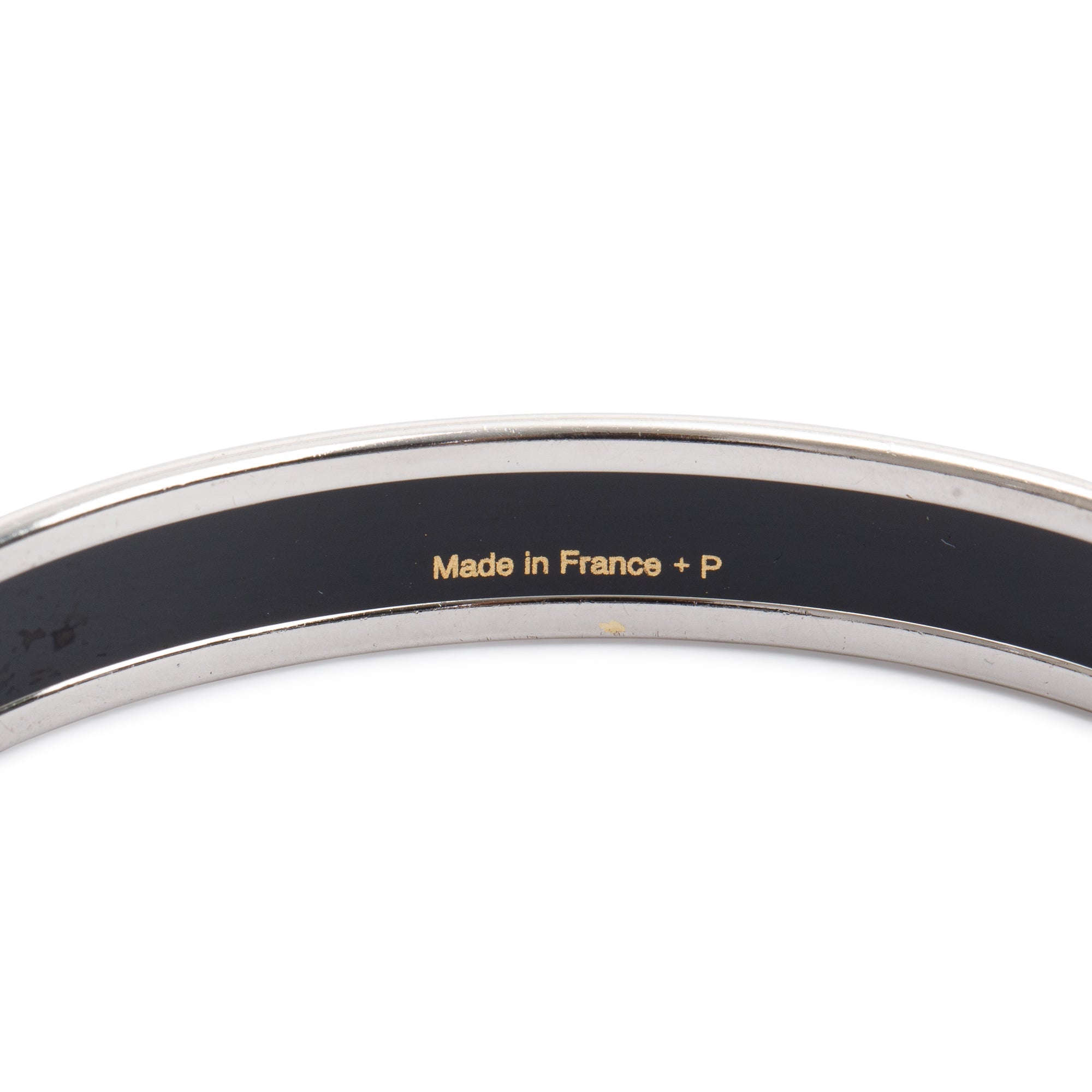 Hermes Palladium-Plated Orange Enamel Narrow Bangle