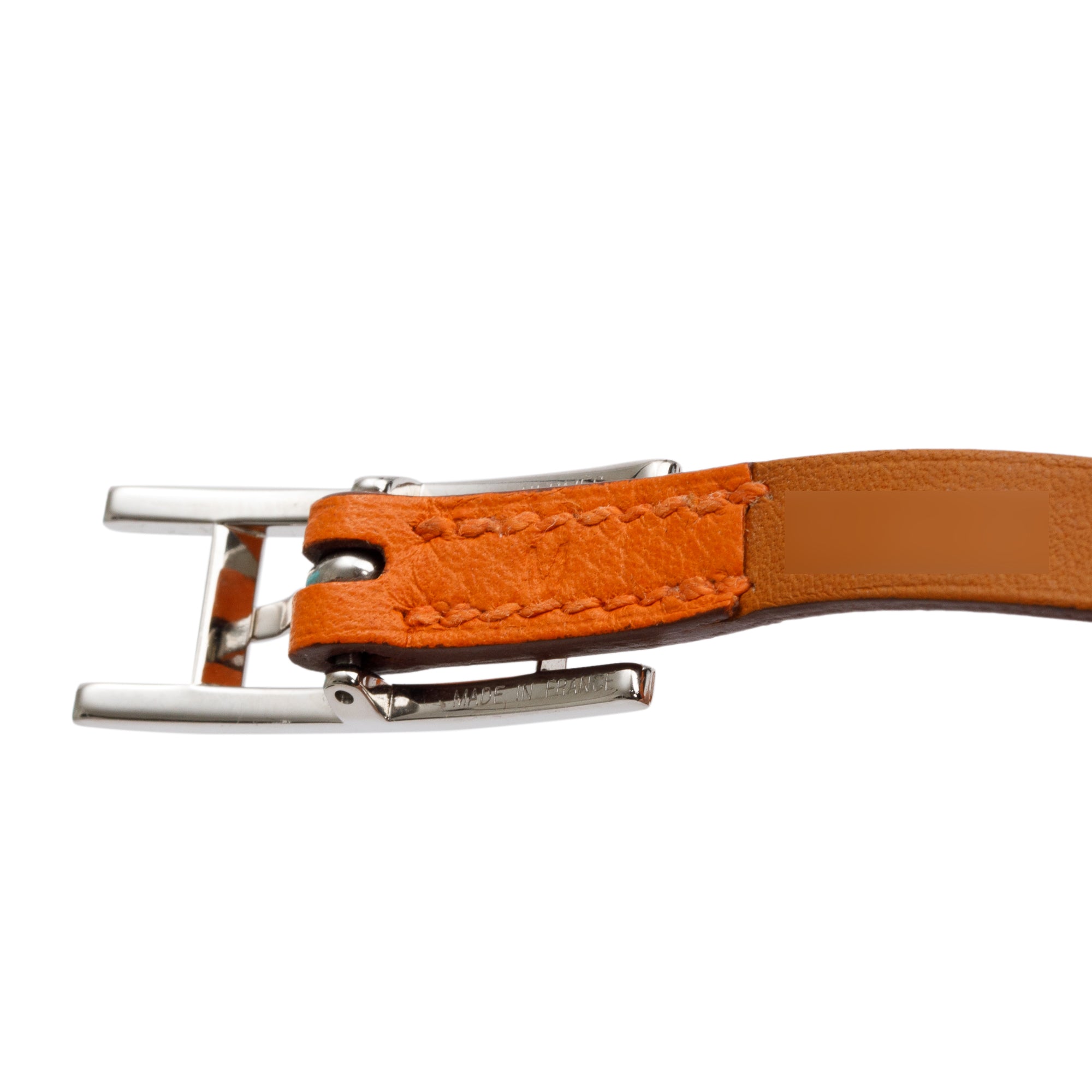 Hermes Palladium Plated Orange Leather Behapi Quad Tour Wrap Bracelet