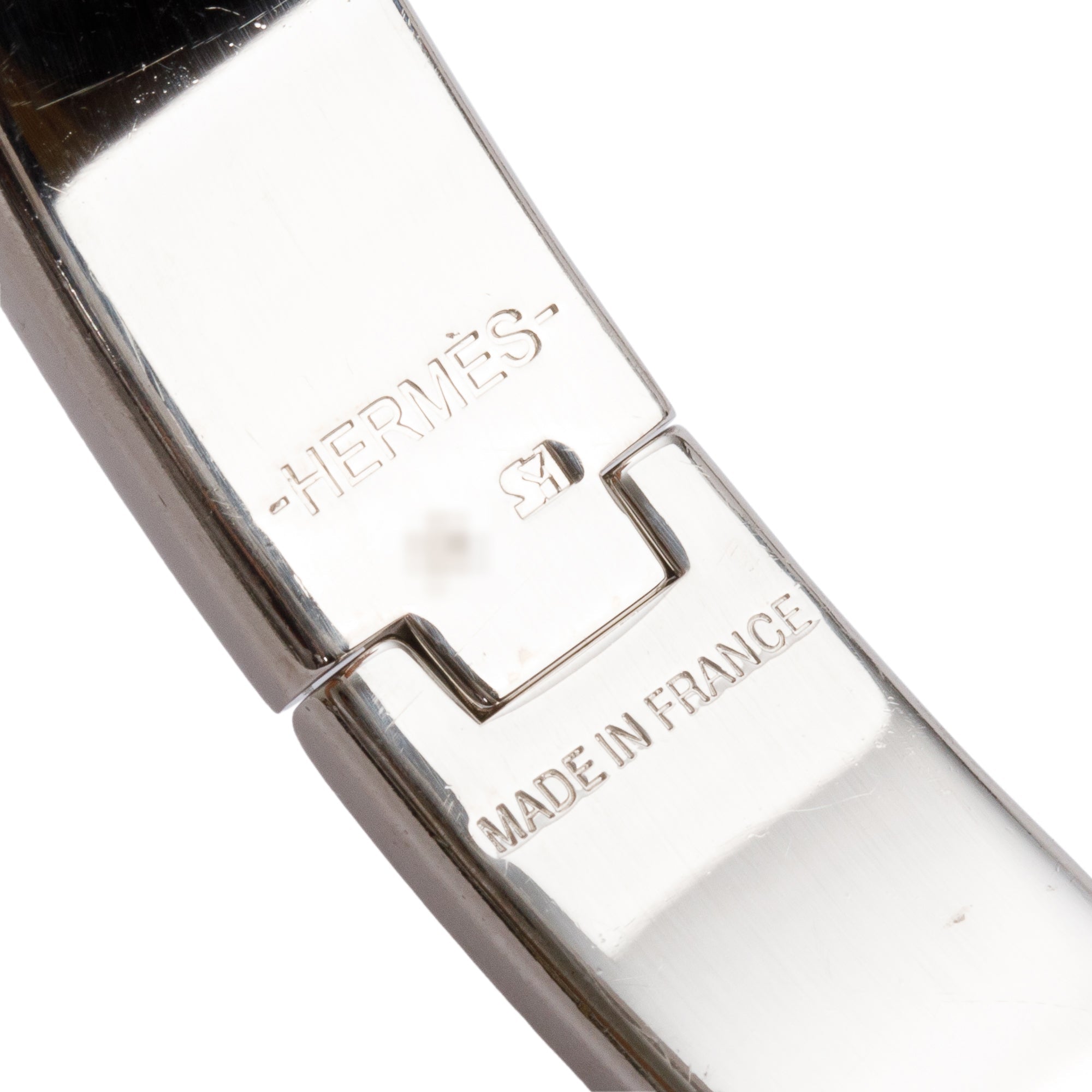 Hermes Palladium Plated Pink Enamel 12 MM Clic H Bracelet