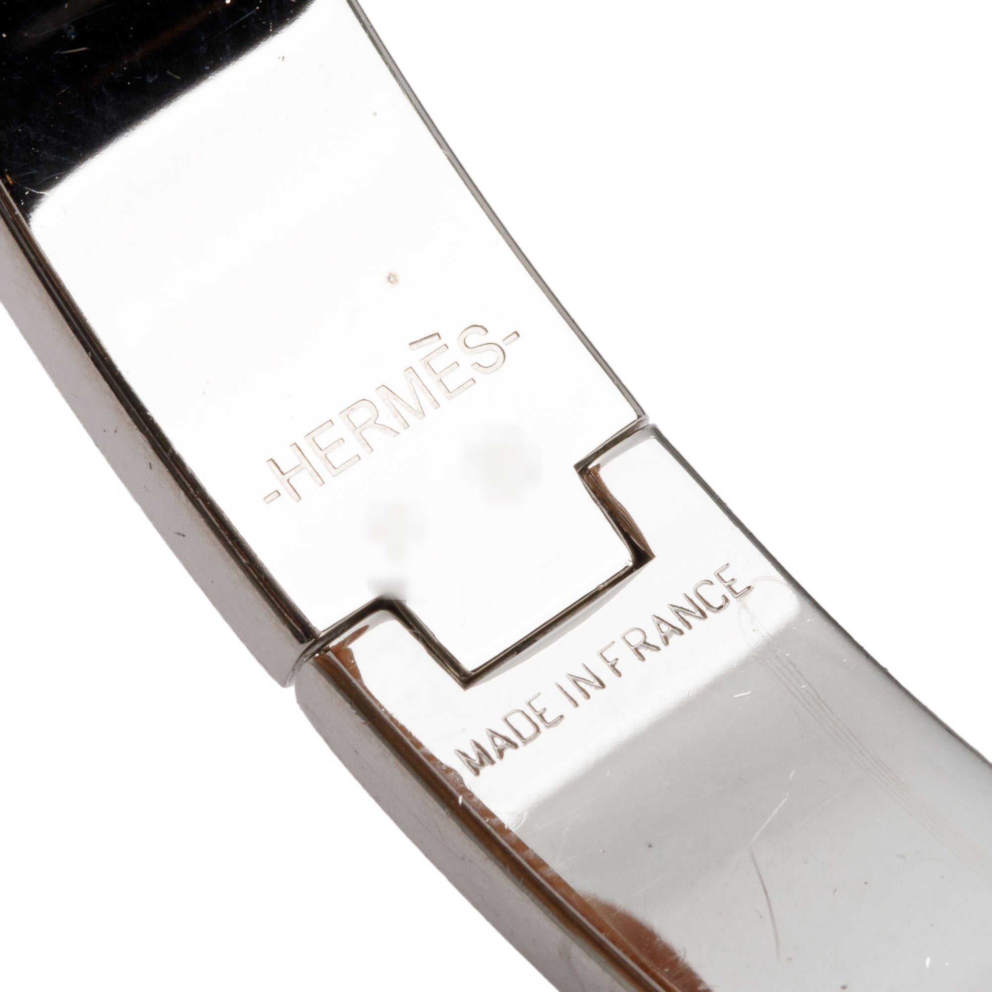 Hermes Palladium Plated White Enamel 12 MM Clic H Bracelet w/ Box