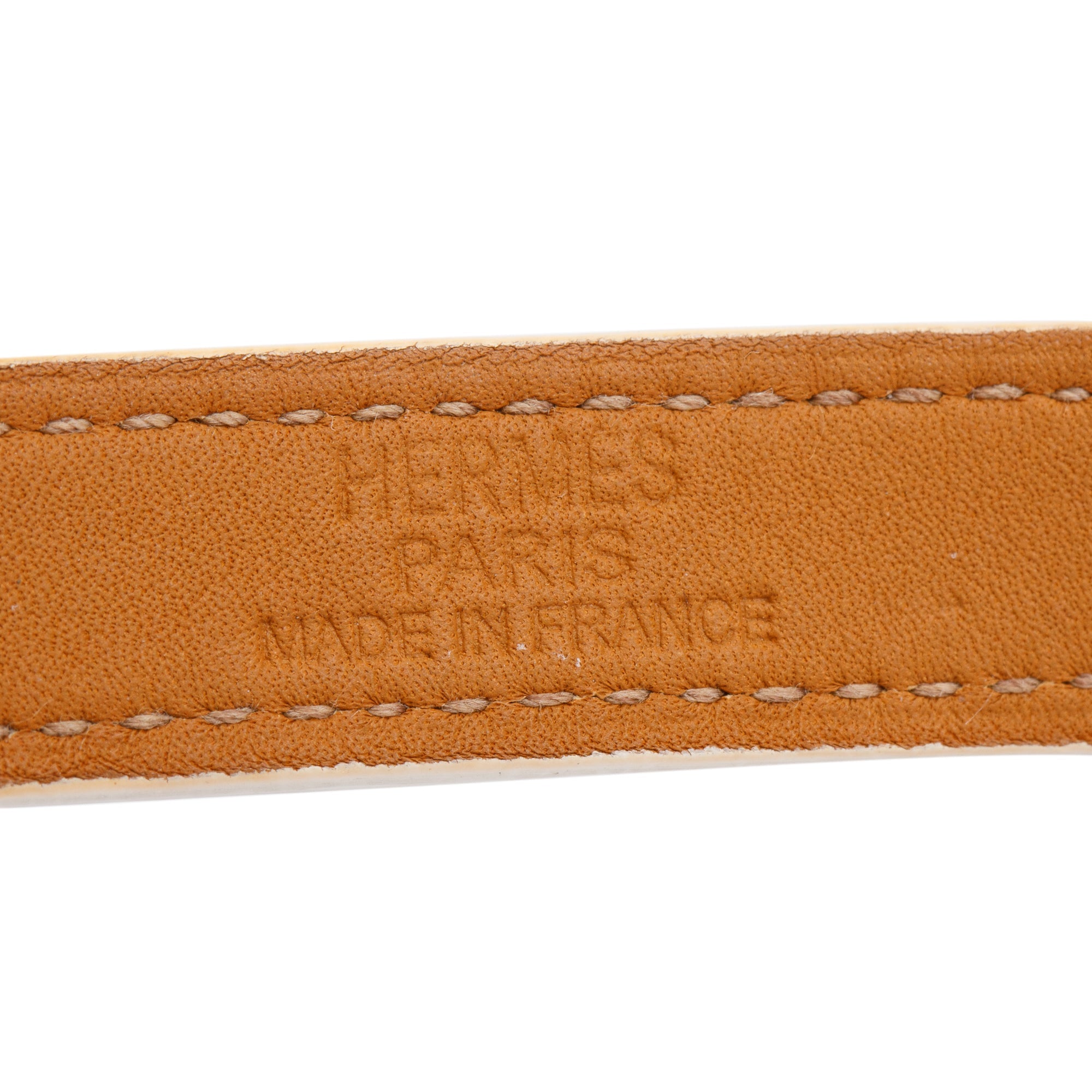 Hermes Palladium Plated White Epsom Leather Kelly Double Tour Bracelet, Size M w/ Box