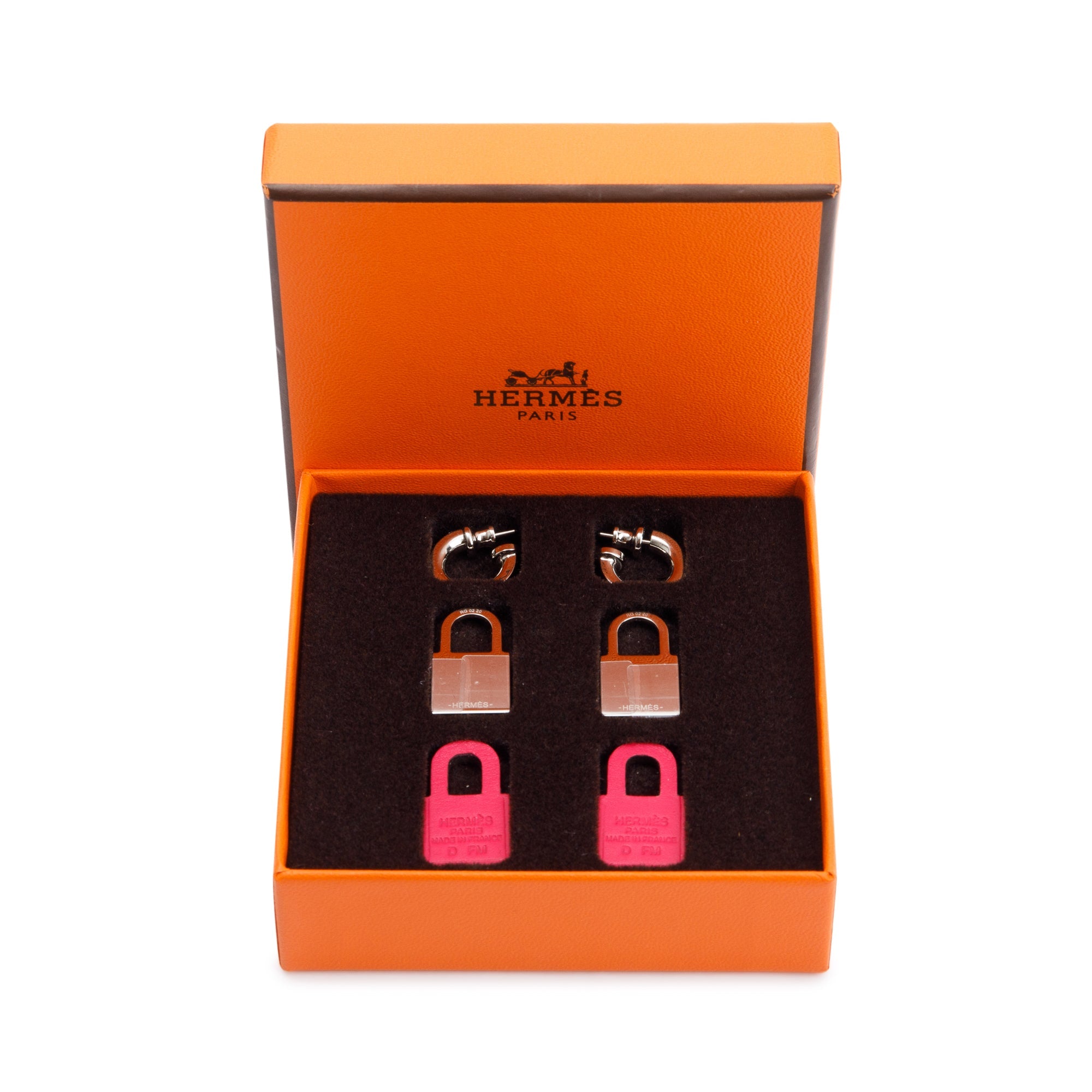 Hermes Palladium Swift O'Kelly Drop Earrings w/ Box