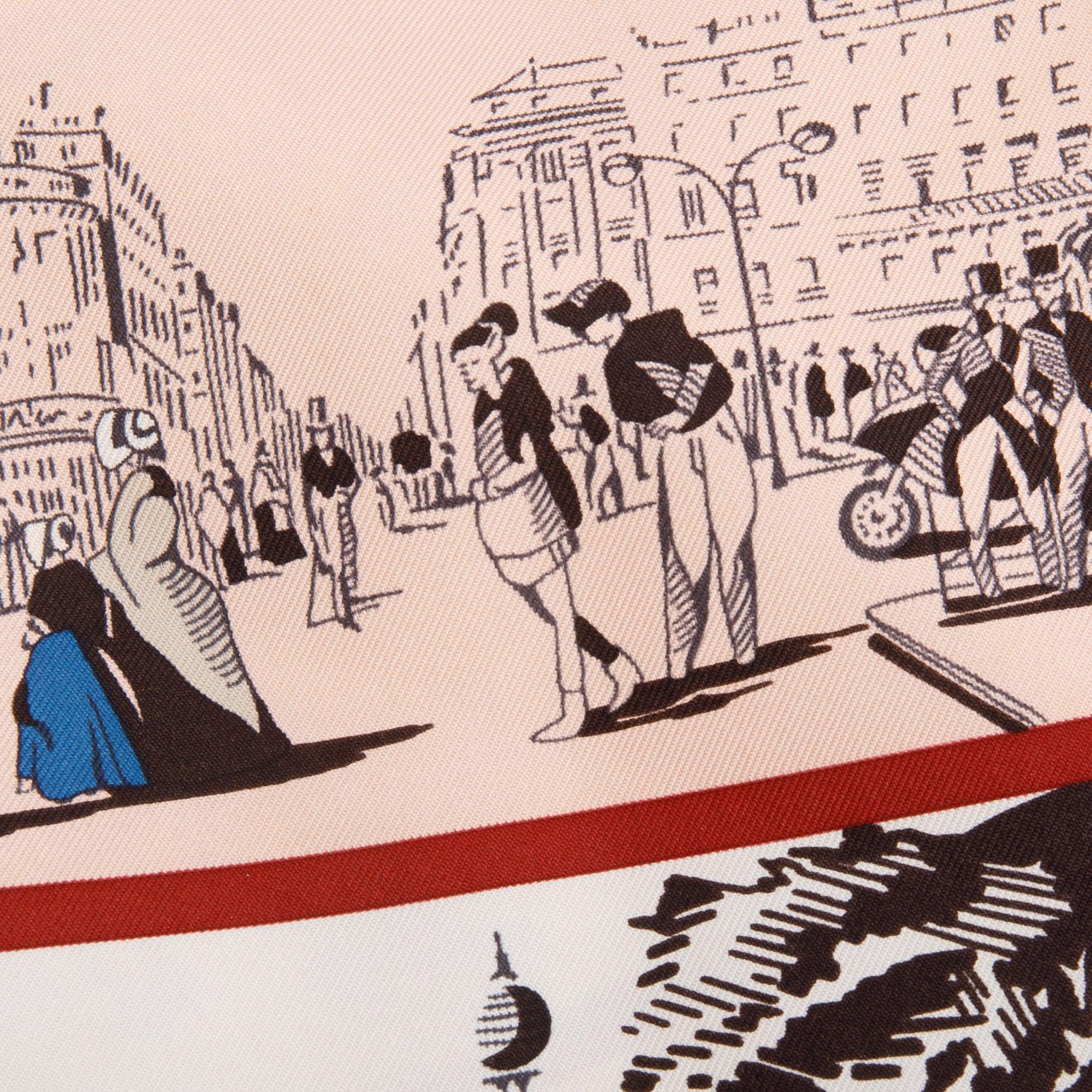 Hermes Pink & Multicolor 'A l'Ombre des Boulevards' Silk Scarf 90 w/ Box