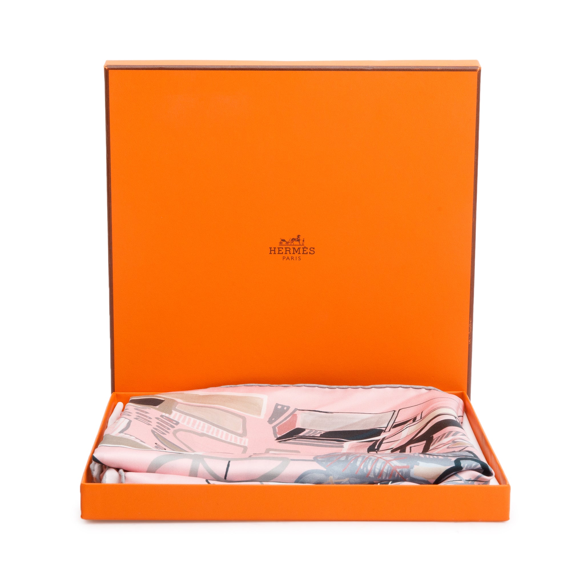 Hermes Pink Multicolor Silk Scarf 90 w/ Box