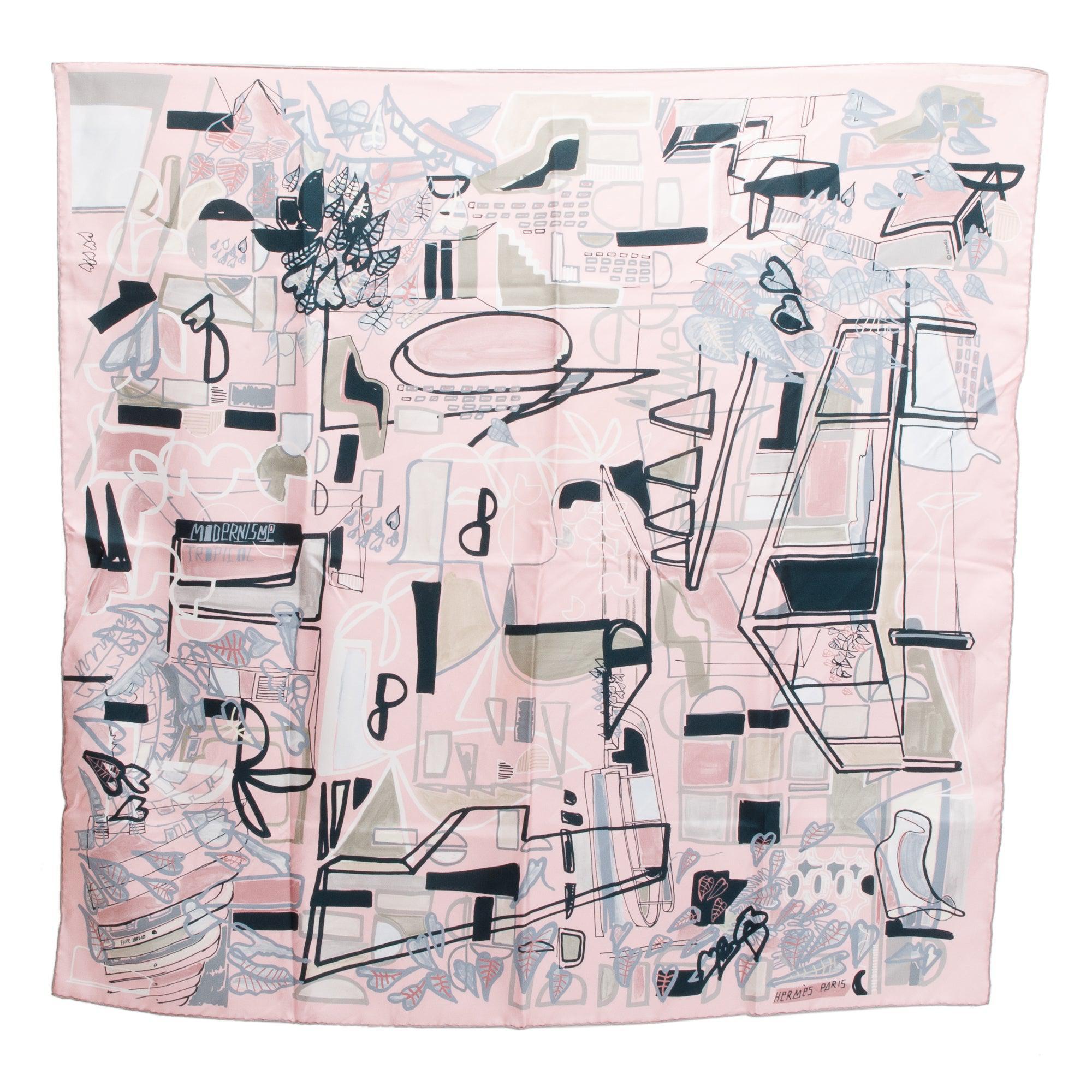 Hermes Pink Multicolor Silk Scarf 90 w/ Box