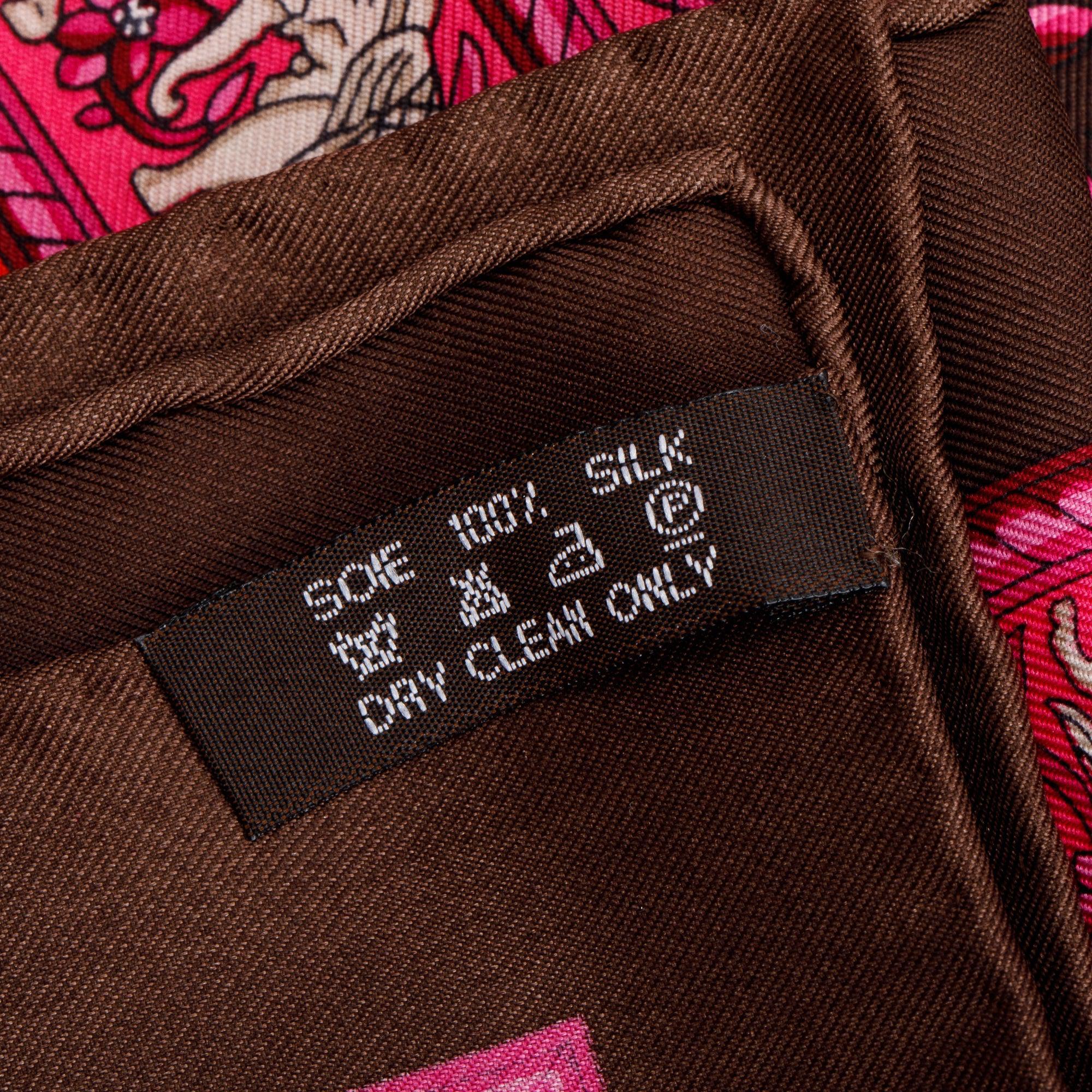 Hermes Pink/Red 'Chasse En Inde' Silk Scarf 90