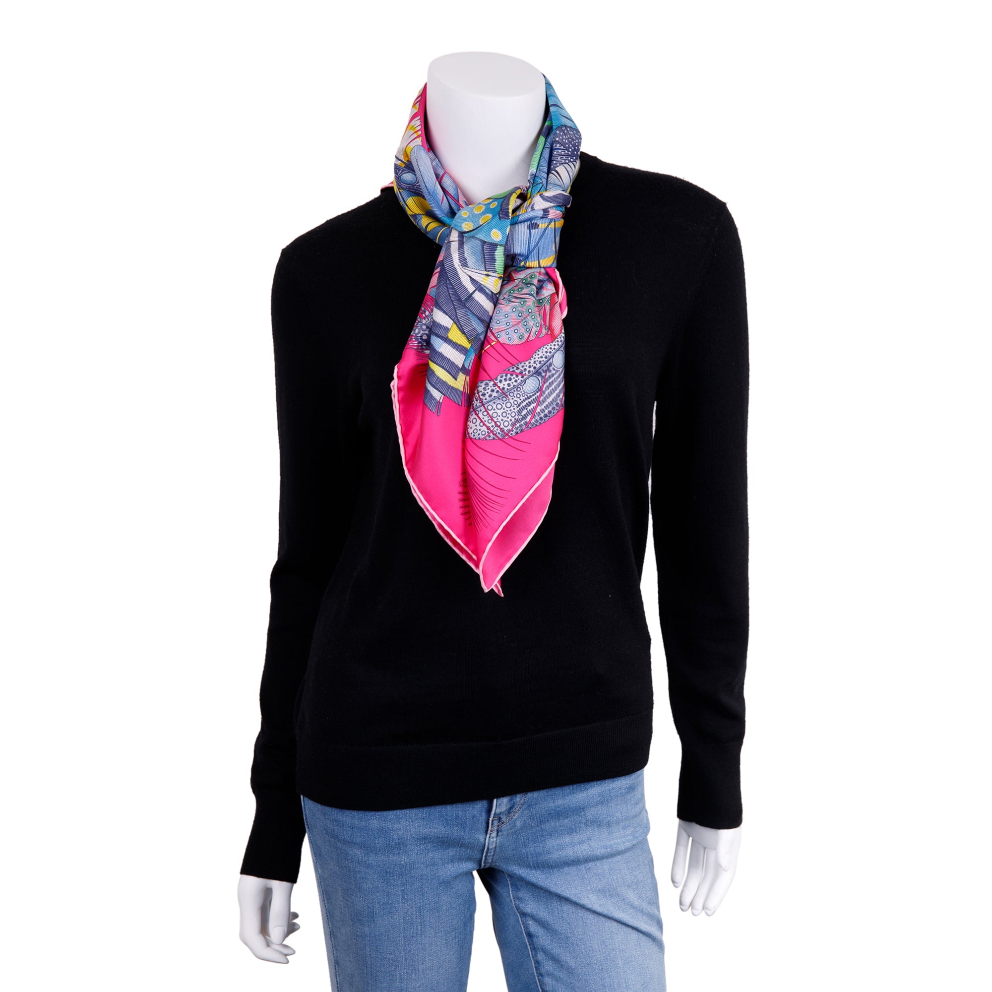 Hermes 'Plumes En Fete' Silk Scarf 90 w/ Box