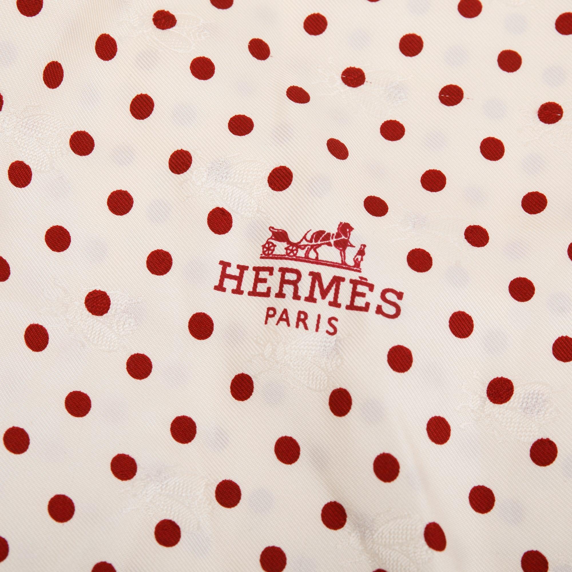 Hermes Polka Dot & Bees Pink Silk Maxi Twilly