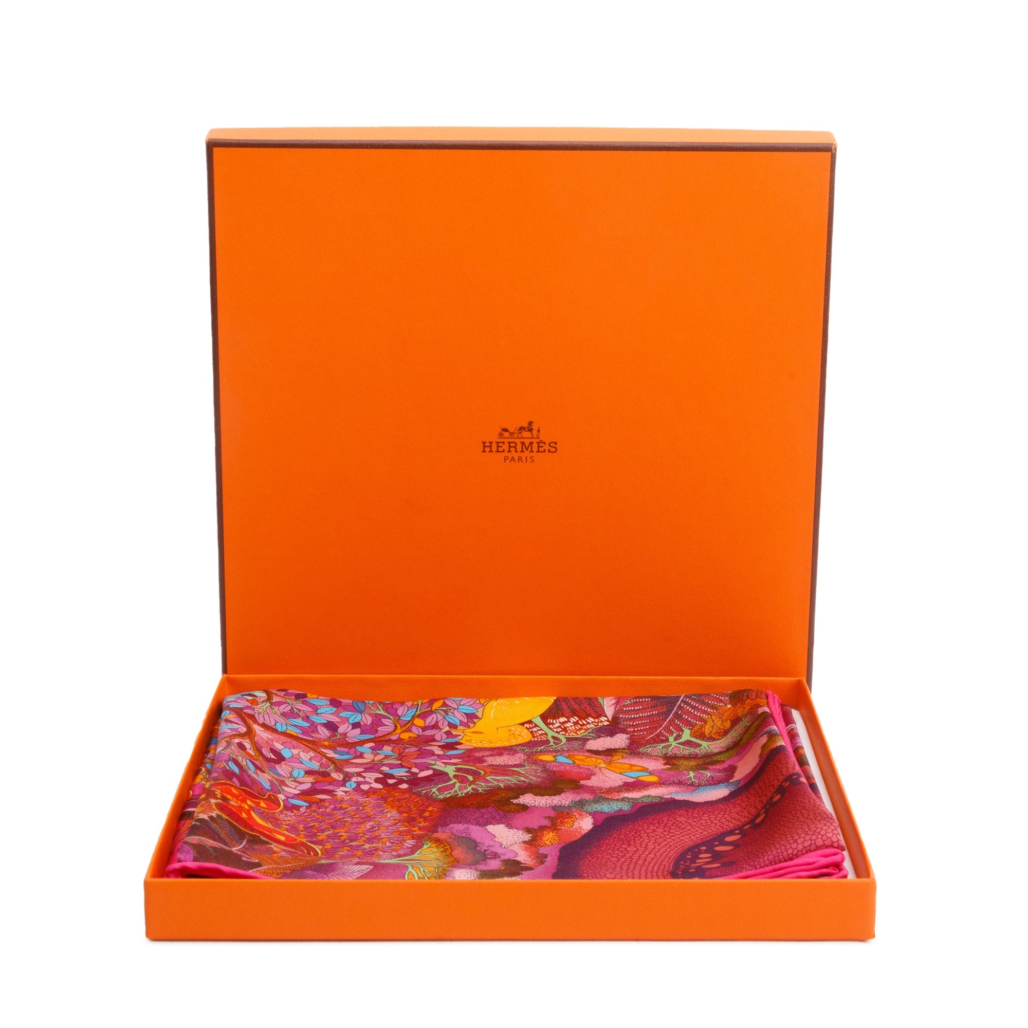 Hermes Rose 'Au Cour De La Vie' Silk Scarf 90 w/ Box