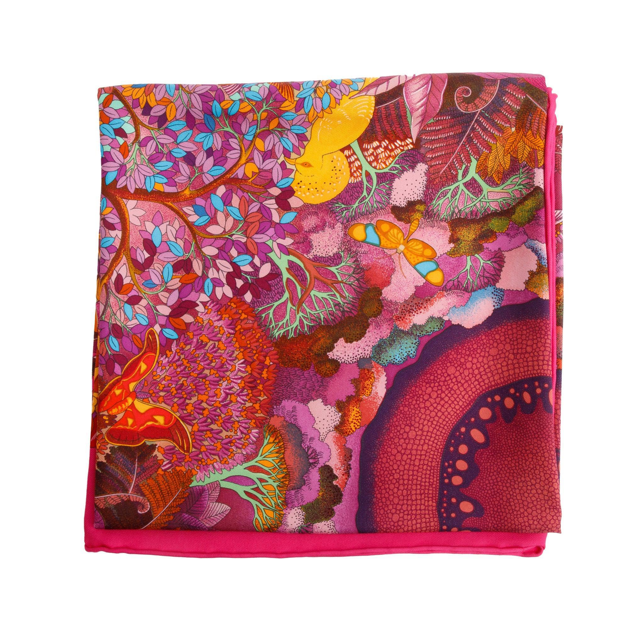 Hermes Rose 'Au Cour De La Vie' Silk Scarf 90 w/ Box