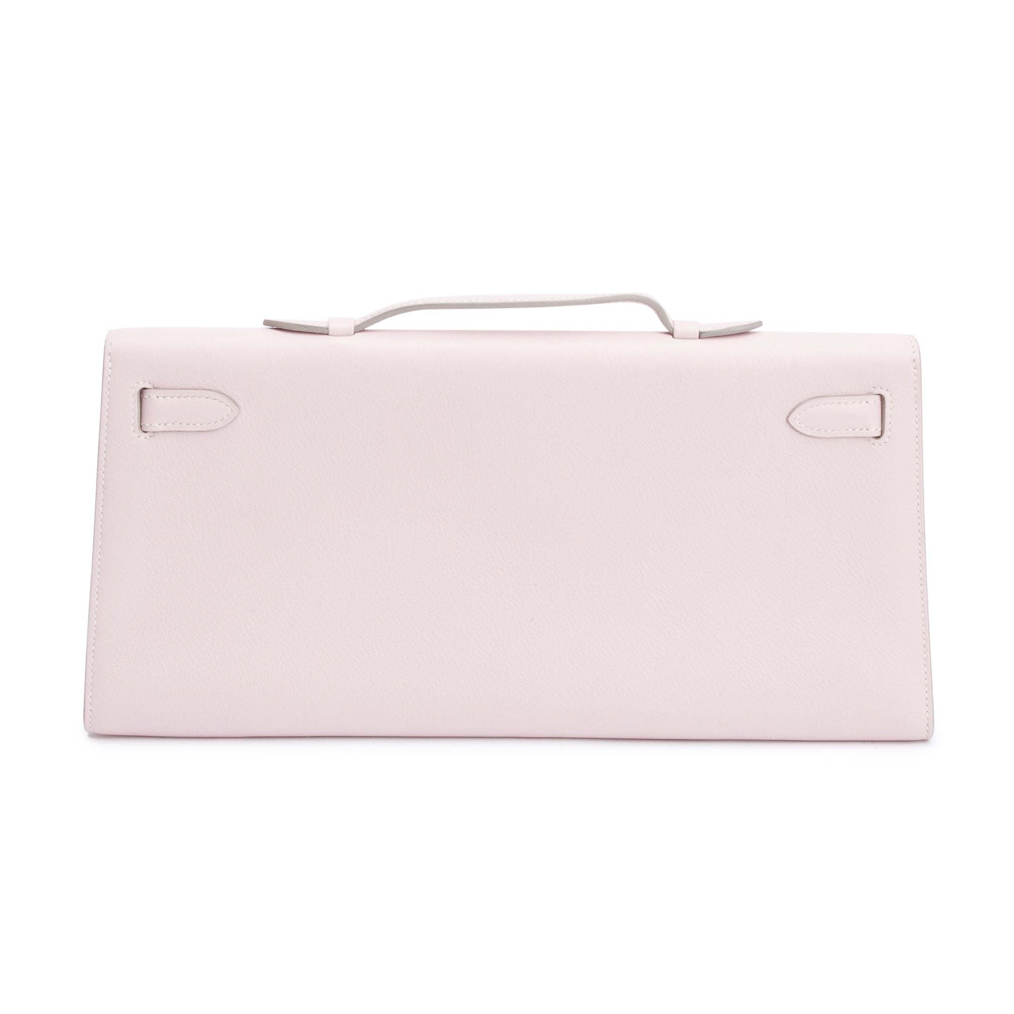 Hermes Rose Dragee Swift Leather Kelly Cut Clutch