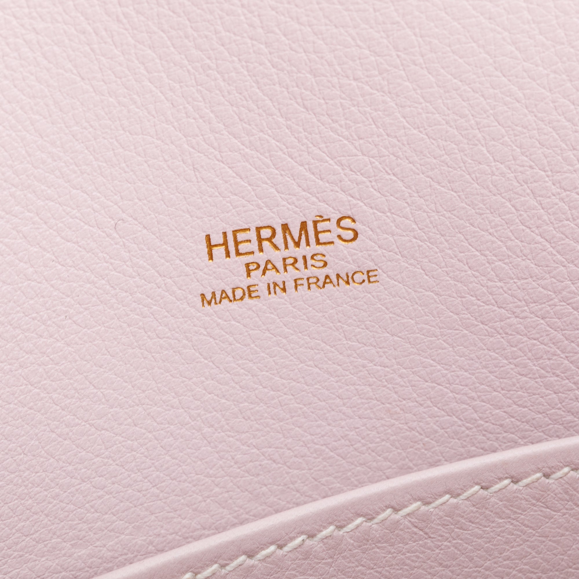 Hermes Rose Dragee Swift Leather Kelly Cut Clutch