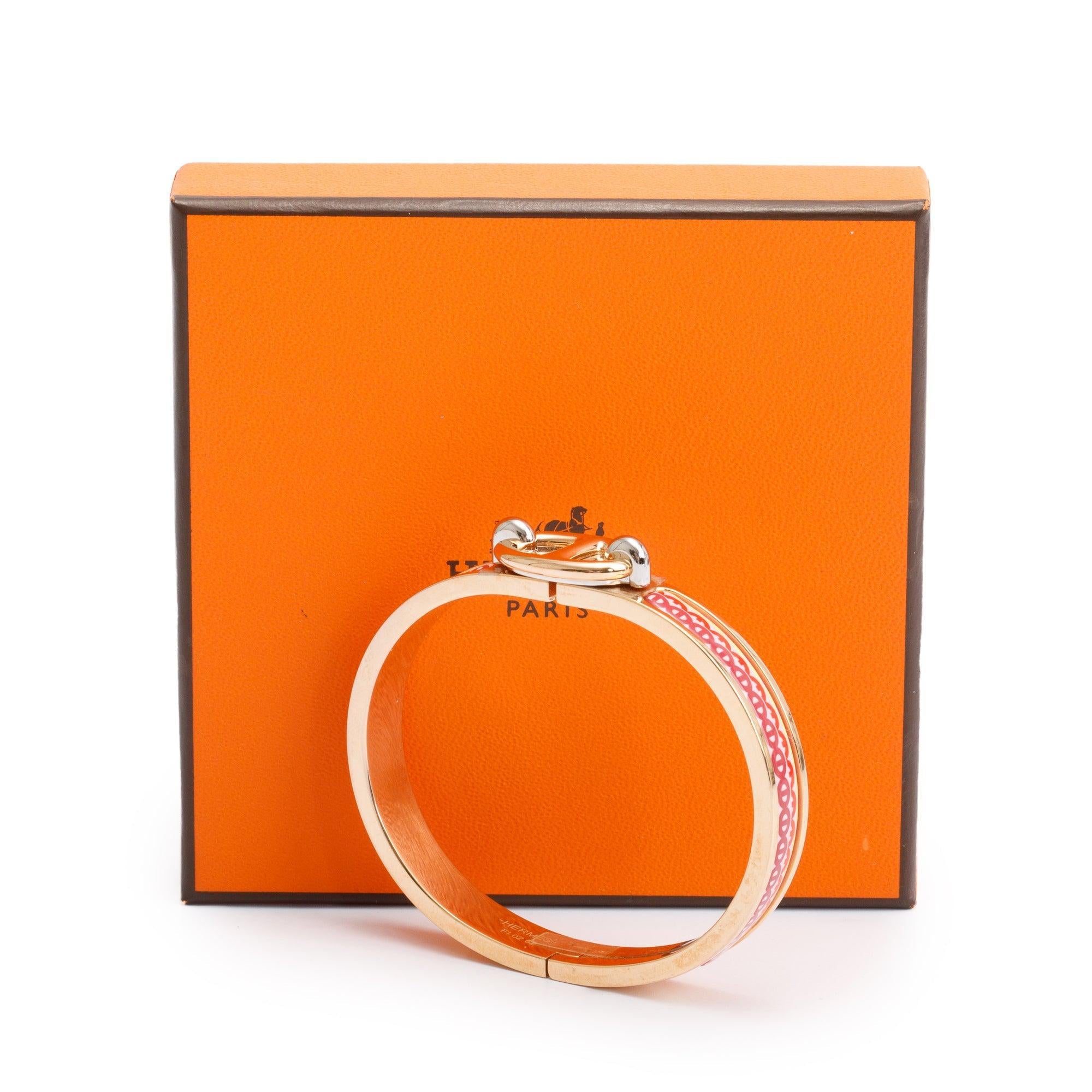 Hermes Rose Gold-Plated Enamel Mini Clic Chaine D'Ancre Farandole Bracelet w/ Box