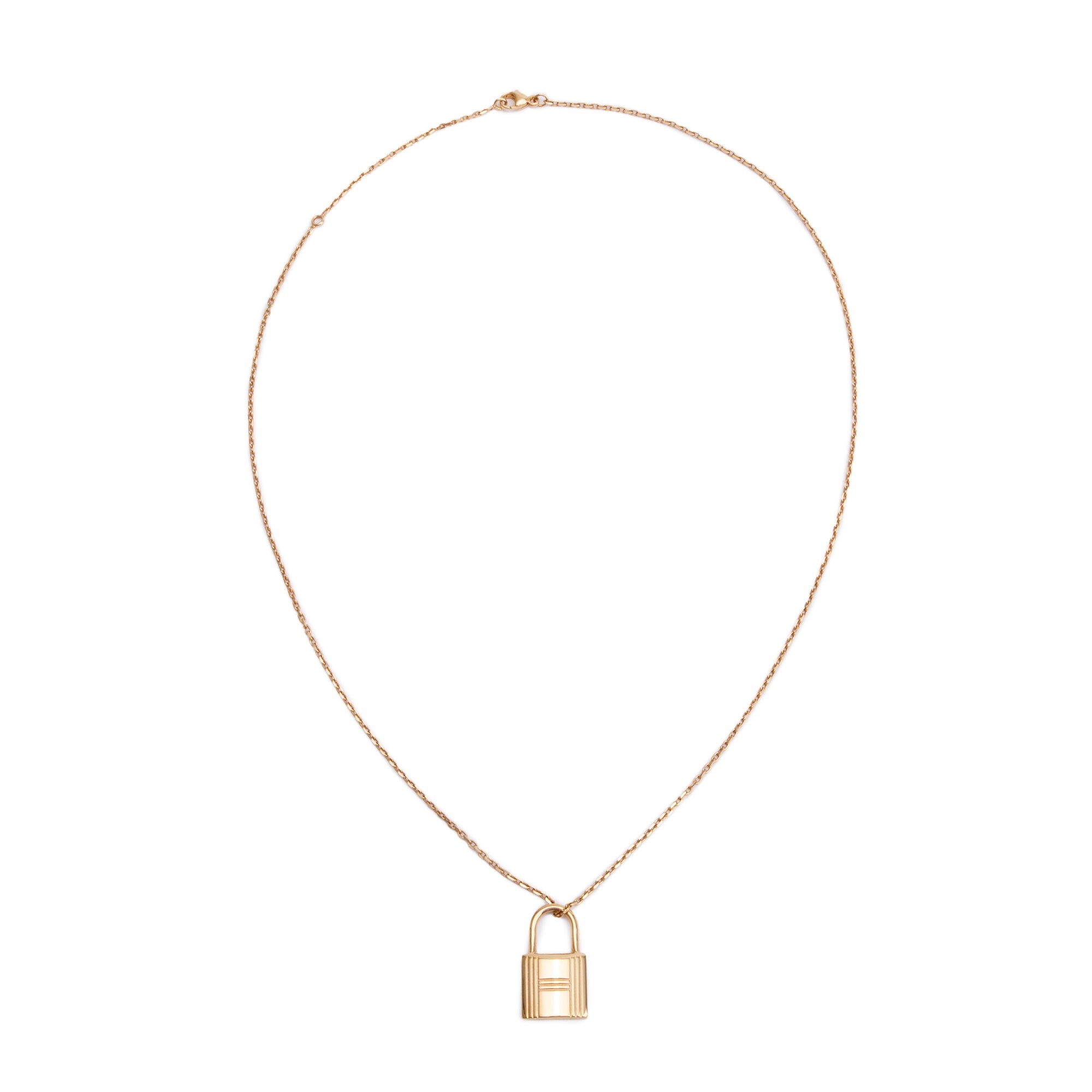 Hermes Rose Gold-Plated O'Kelly Pendant Necklace w/ Box