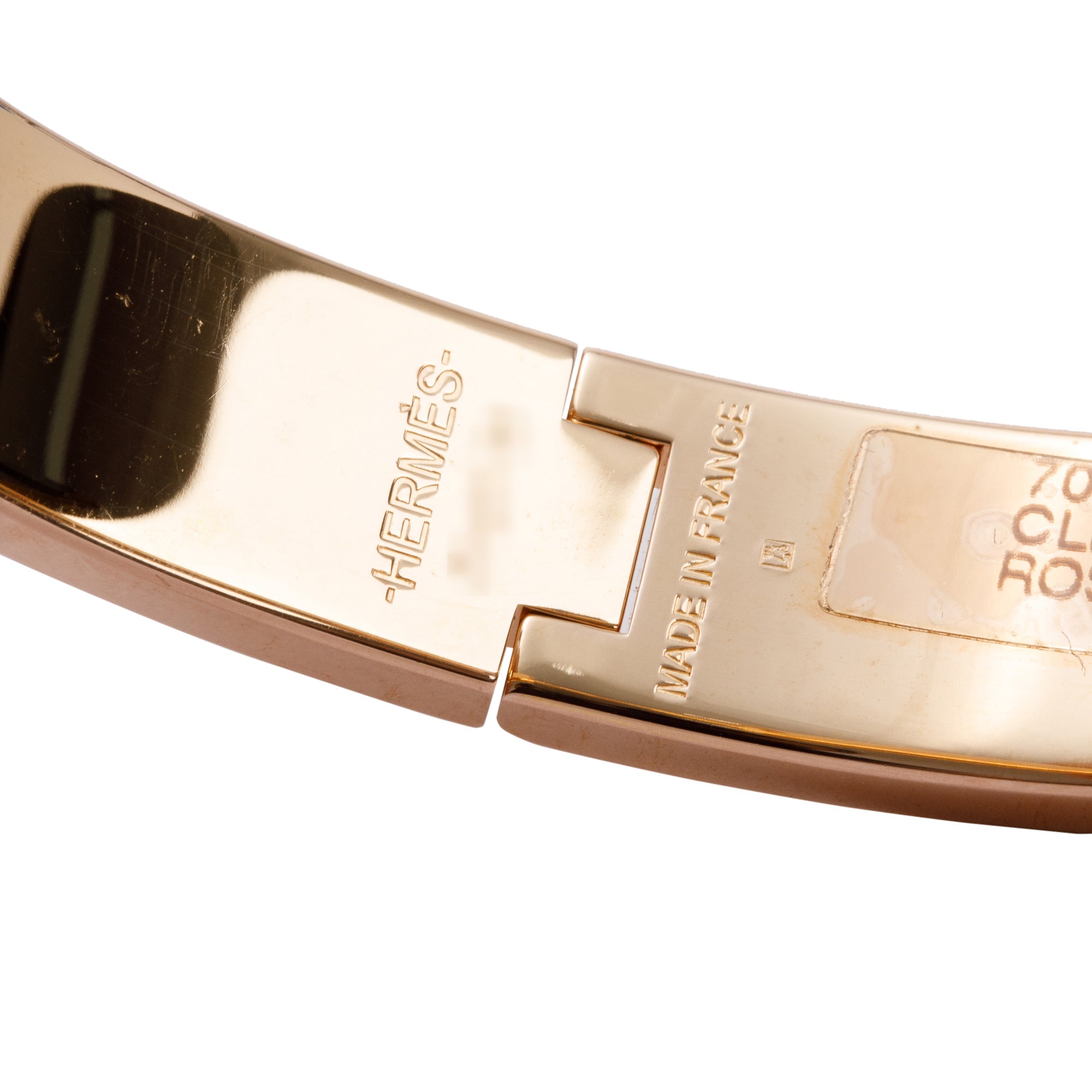 Hermes Rose Gold-Plated Pink Enamel 12 MM Clic H Bracelet w/ Box