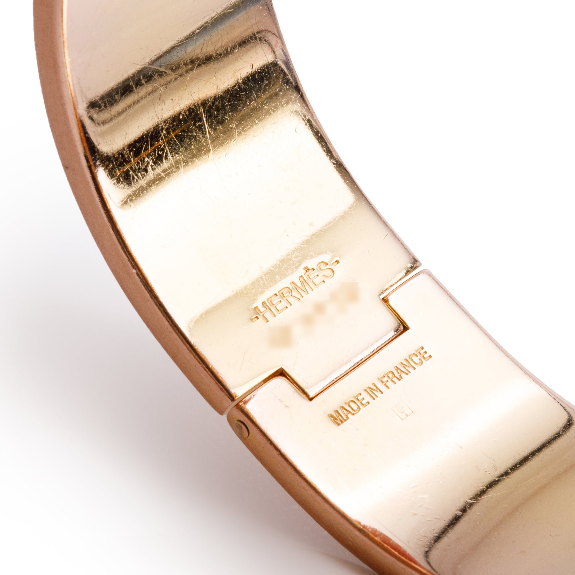 Hermes Rose Gold-Plated White Enamel Clic Clac H Bracelet