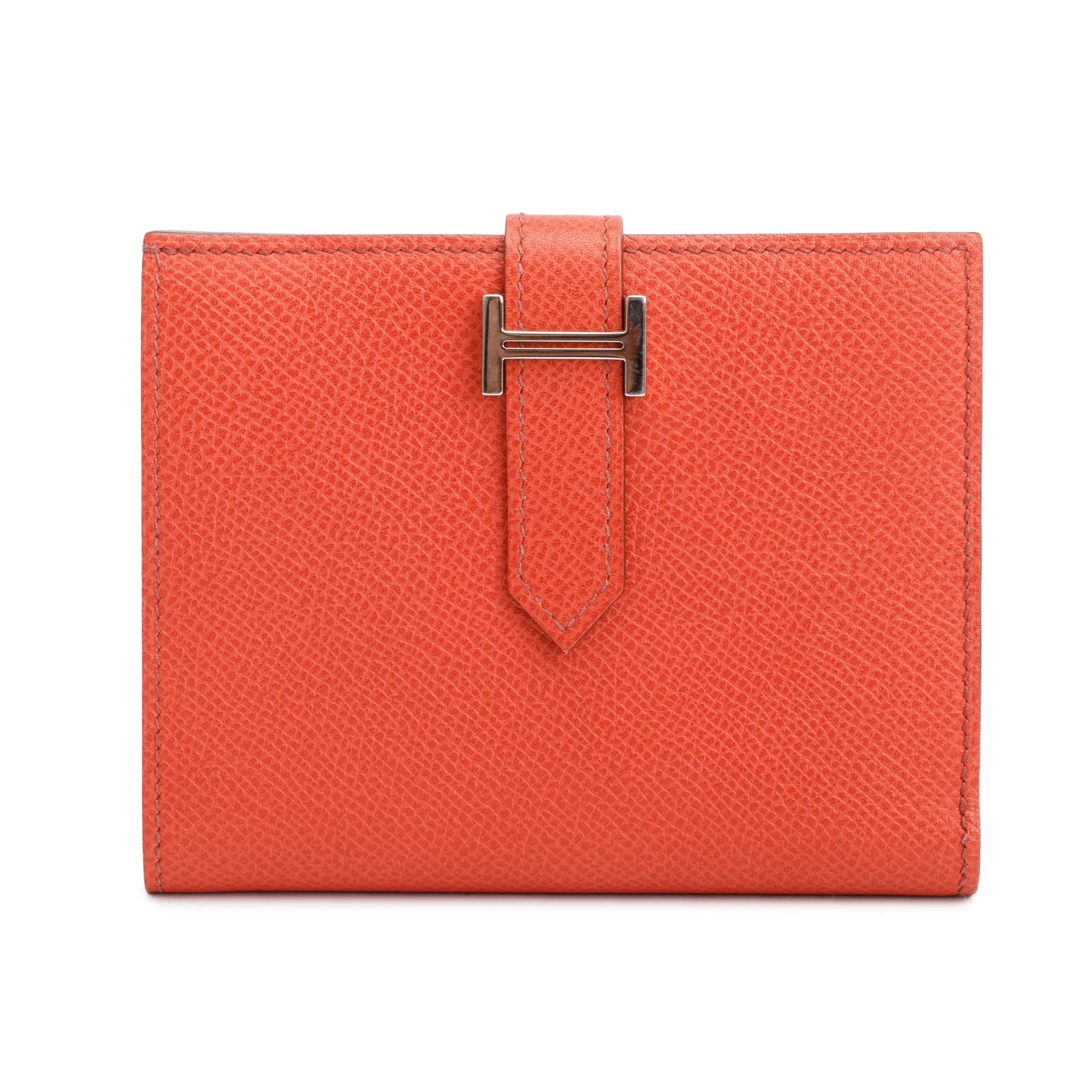 Hermes Rose Jaipur Epsom Leather Bearn Compact Wallet