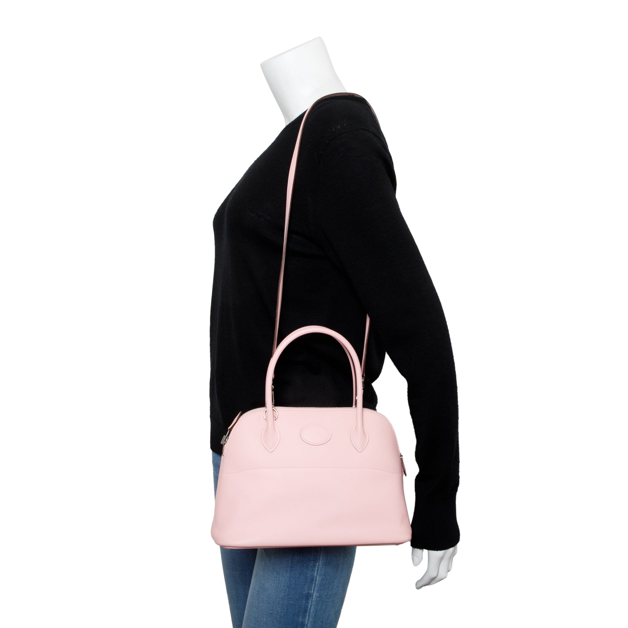 Hermes Rose Sakura Swift Leather Bolide 27 w/ Strap