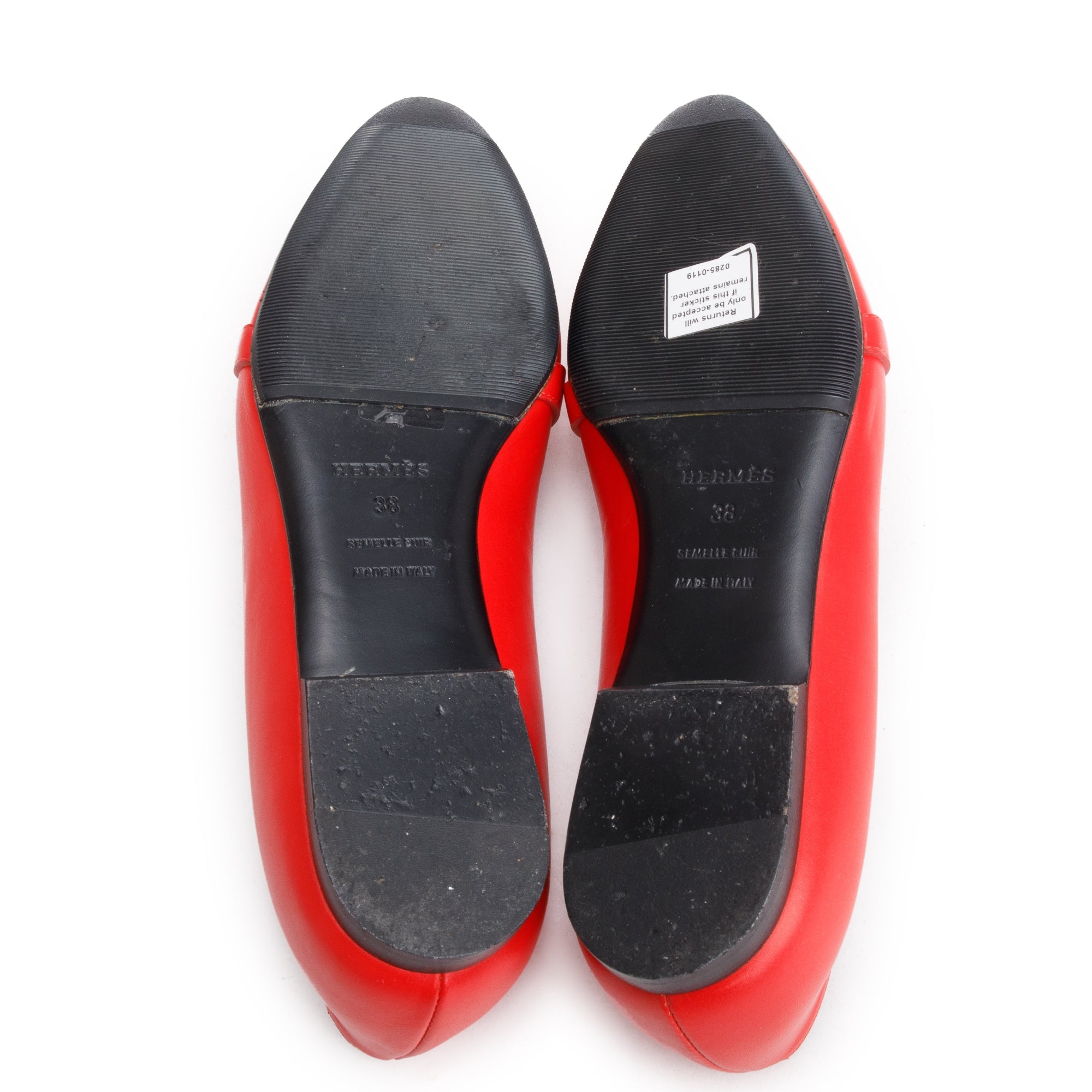 Hermes Rouge Box Leather Pegase MIni Kelly Buckle Flat Shoes, Size 38