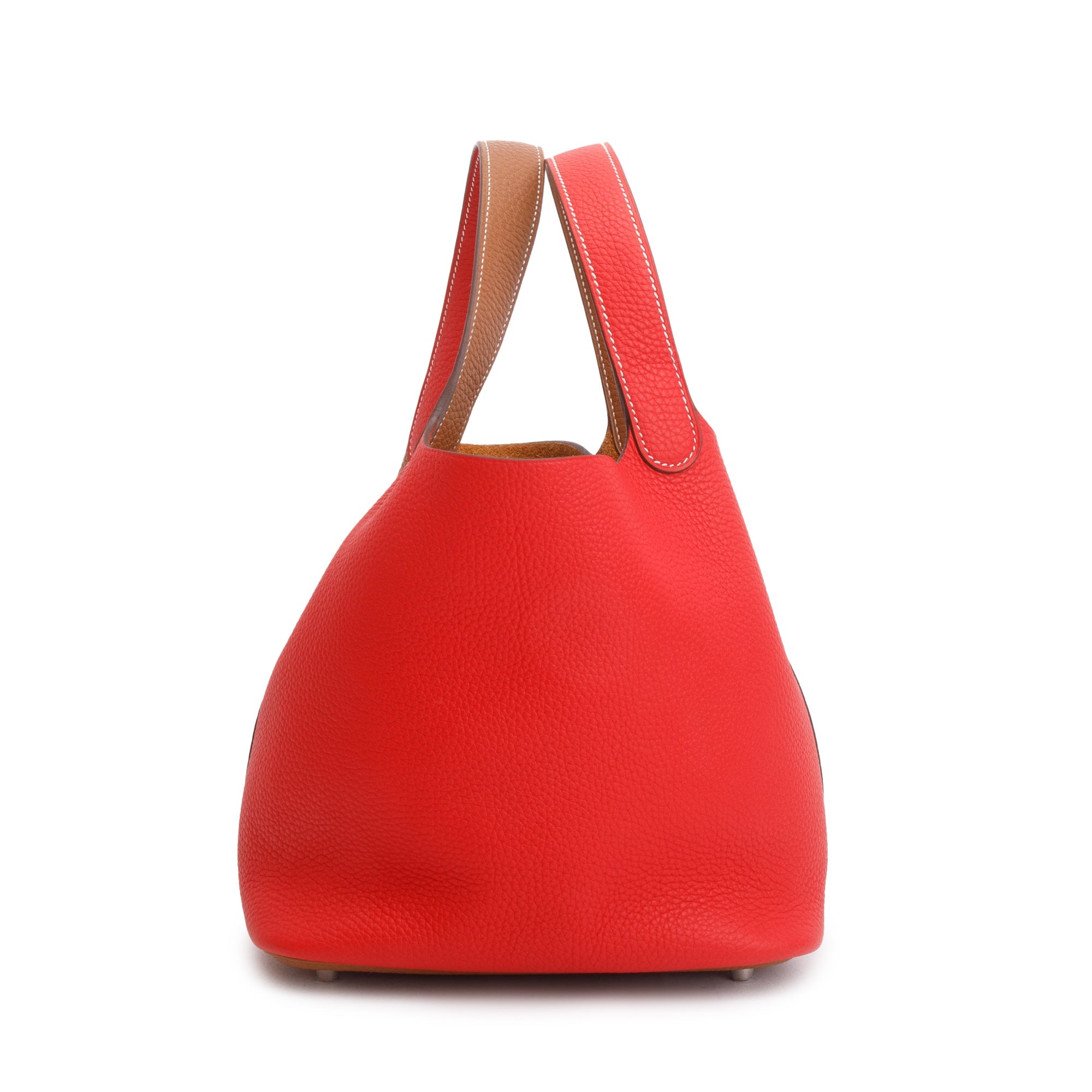 Hermes Rouge Coeur/Gold Bicolor Taurillon Clemence Picotin 22 w/ Box