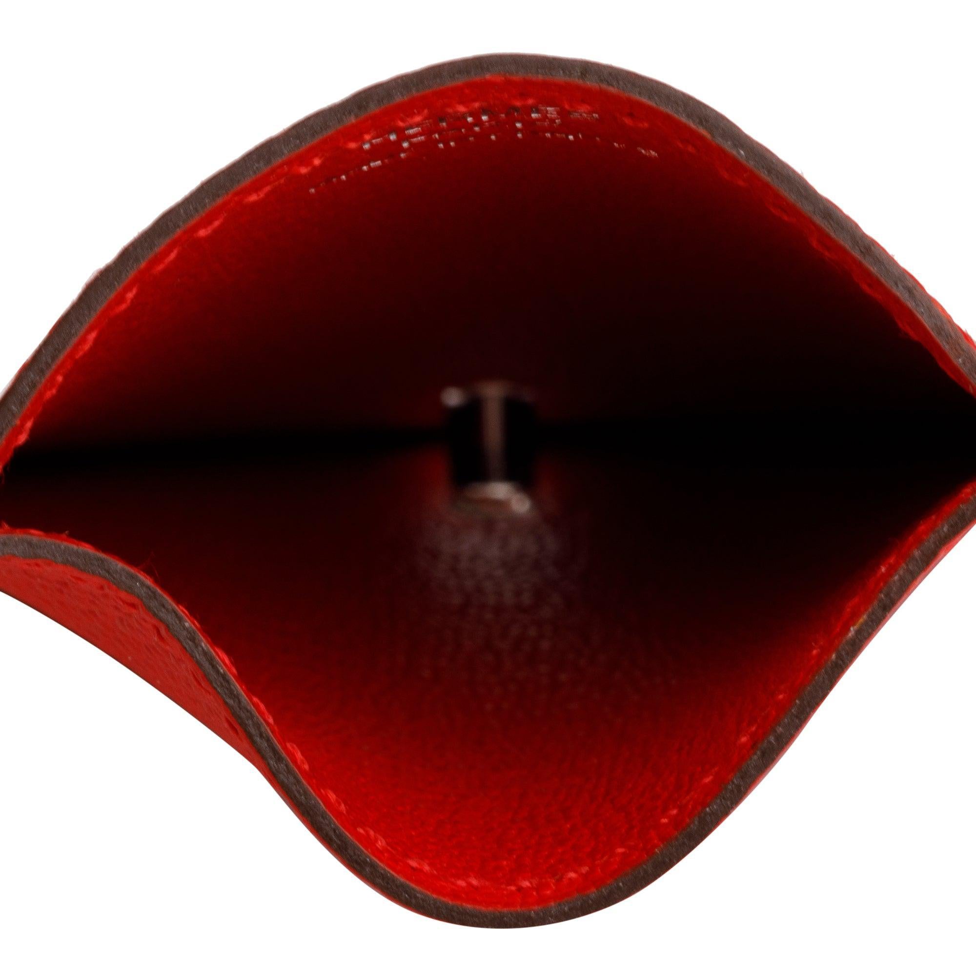 Hermes Rouge Epsom Leather Diabolo Card Holder w/ Box