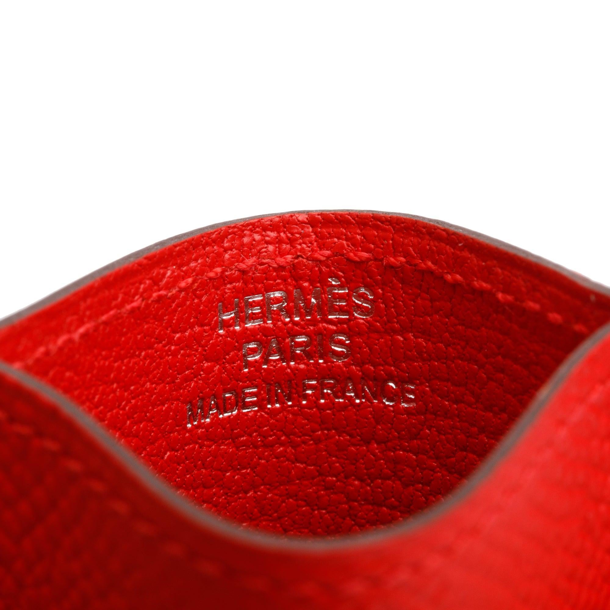 Hermes Rouge Epsom Leather Diabolo Card Holder w/ Box