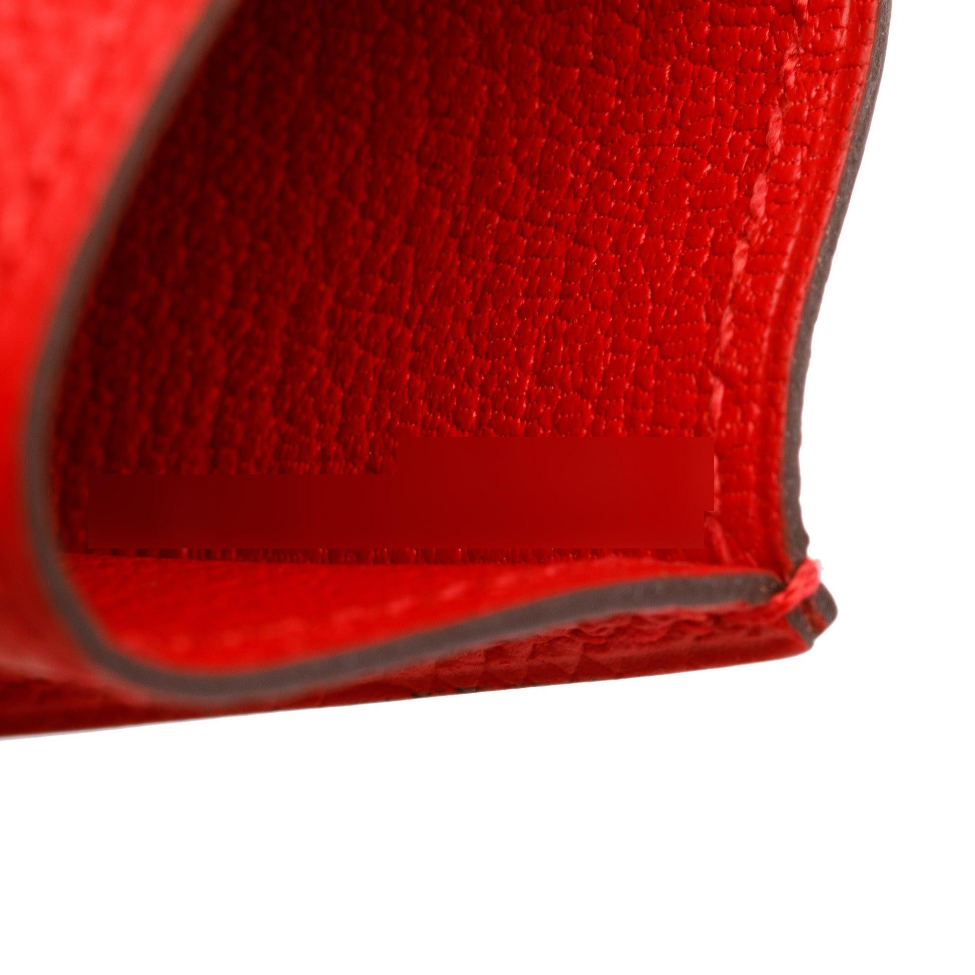 Hermes Rouge Epsom Leather Diabolo Card Holder w/ Box