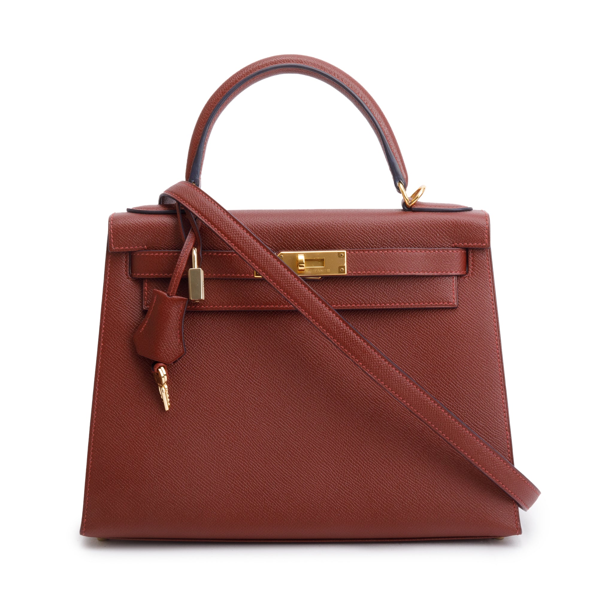 Hermes Rouge H Veau Epsom Kelly II Sellier 28 w/ Strap