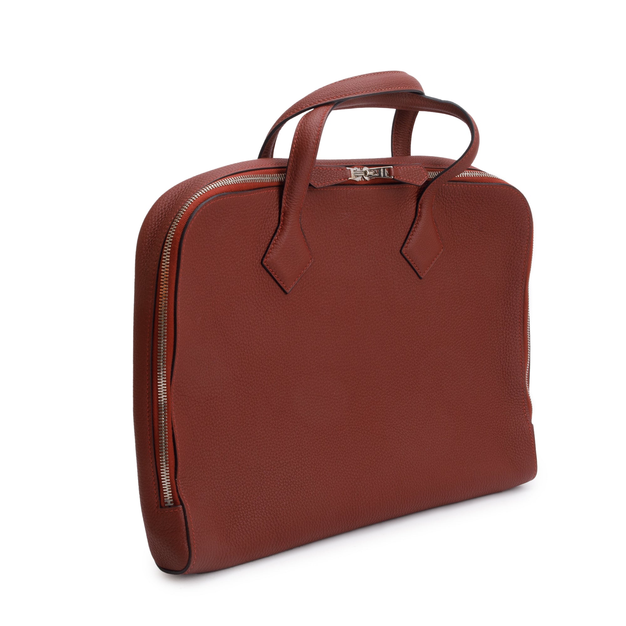 Hermes Rouge H Veau Togo Leather Victoria Light Briefcase w/ Box