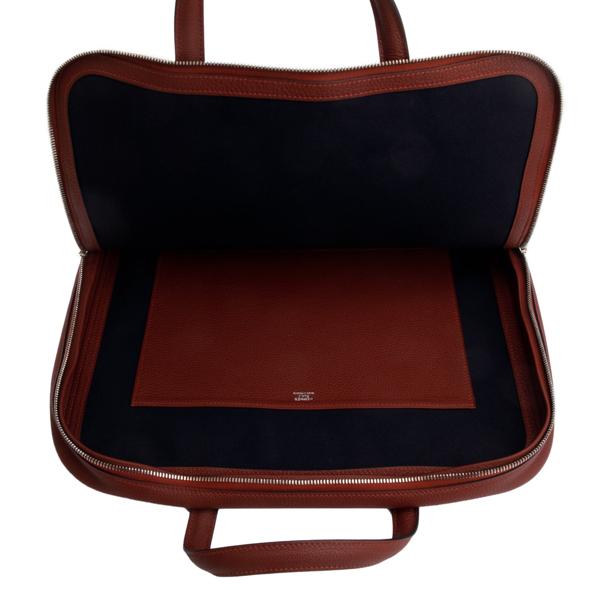 Hermes Rouge H Veau Togo Leather Victoria Light Briefcase w/ Box