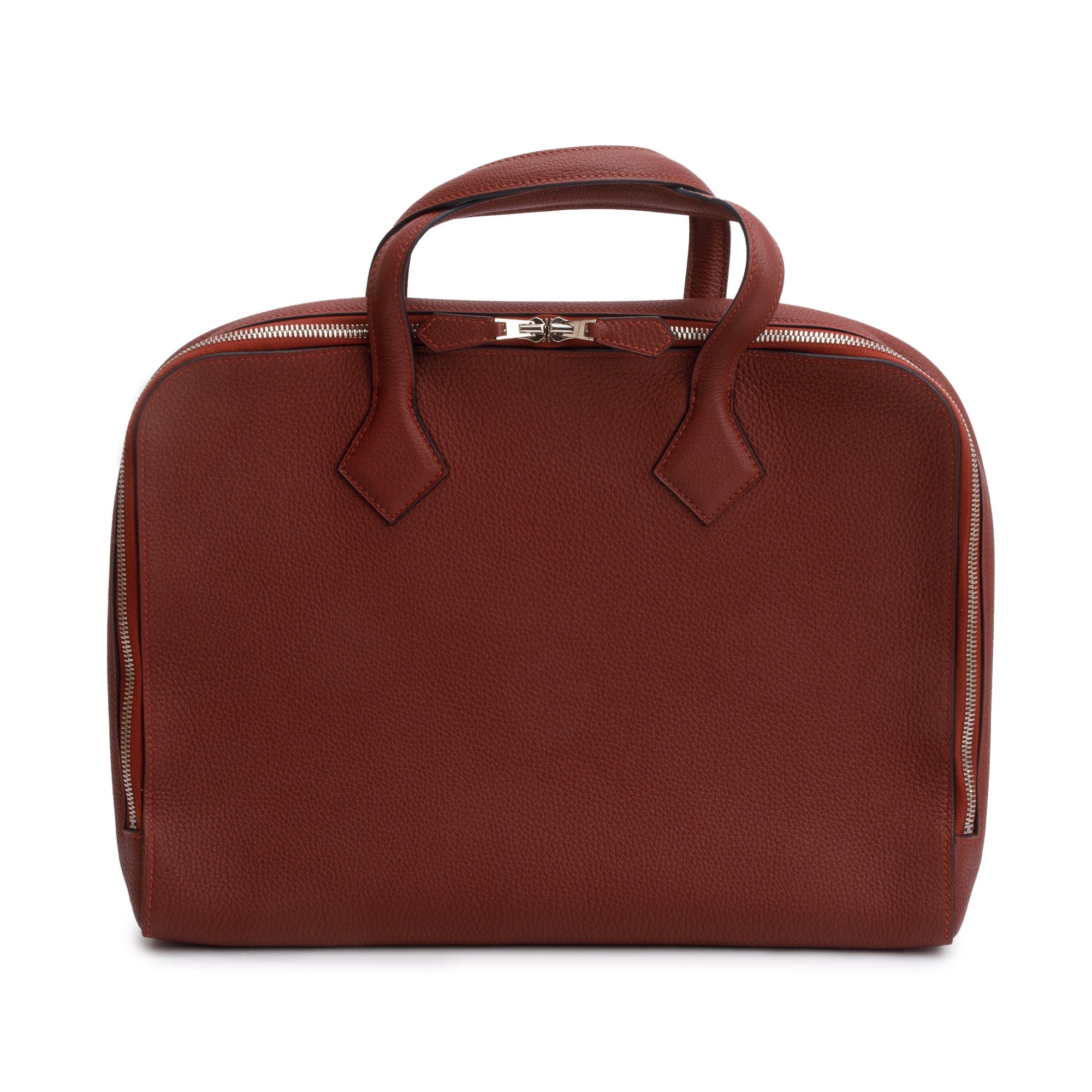 Hermes Rouge H Veau Togo Leather Victoria Light Briefcase w/ Box