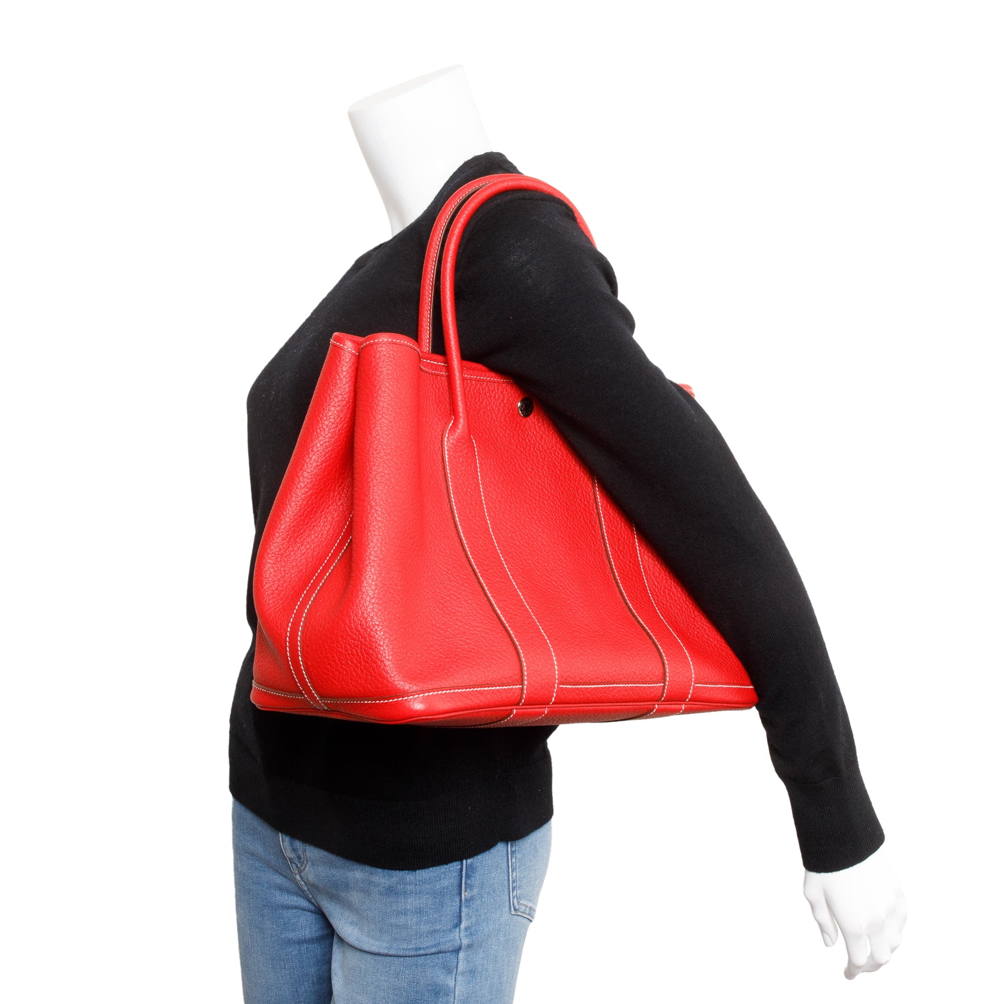 Hermes Rouge Negonda Leather Garden Party 36