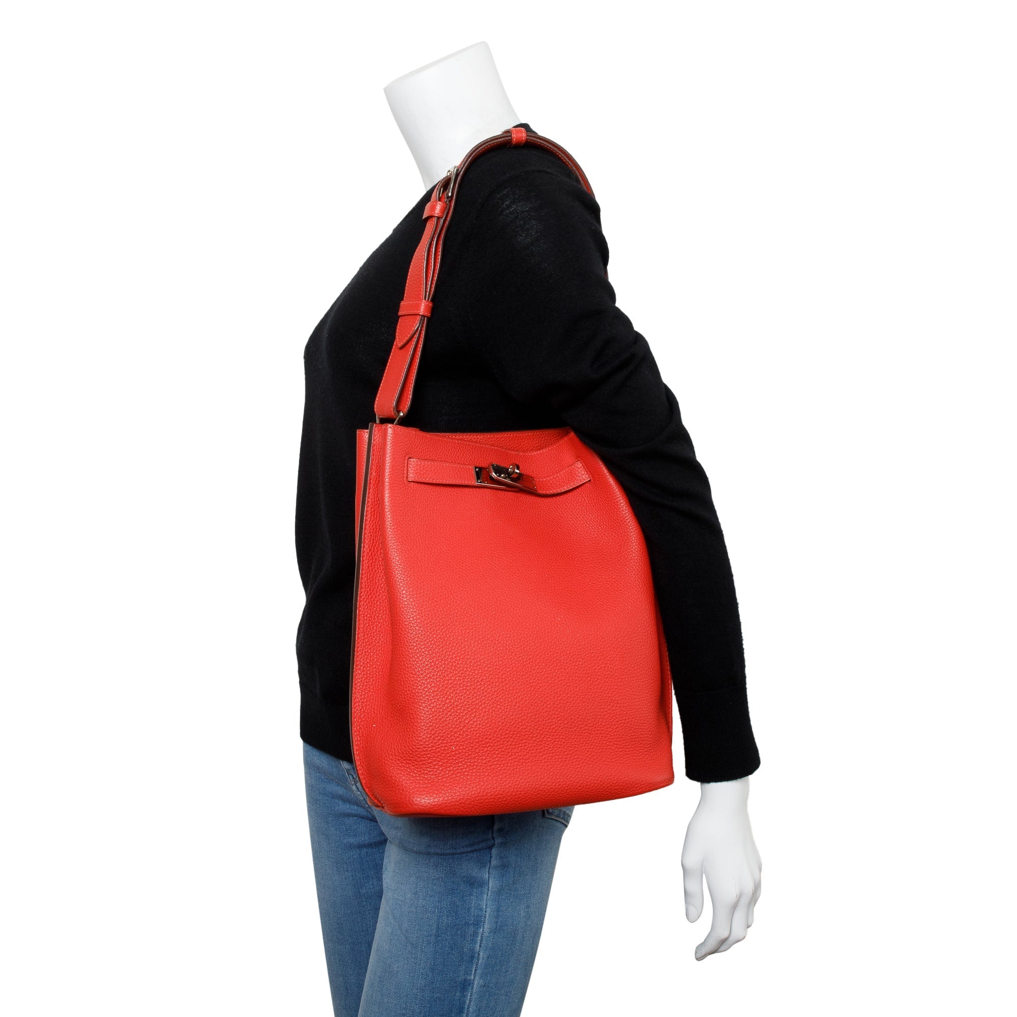 Hermes Rouge Pivoine Togo Leather So Kelly 22 Bag