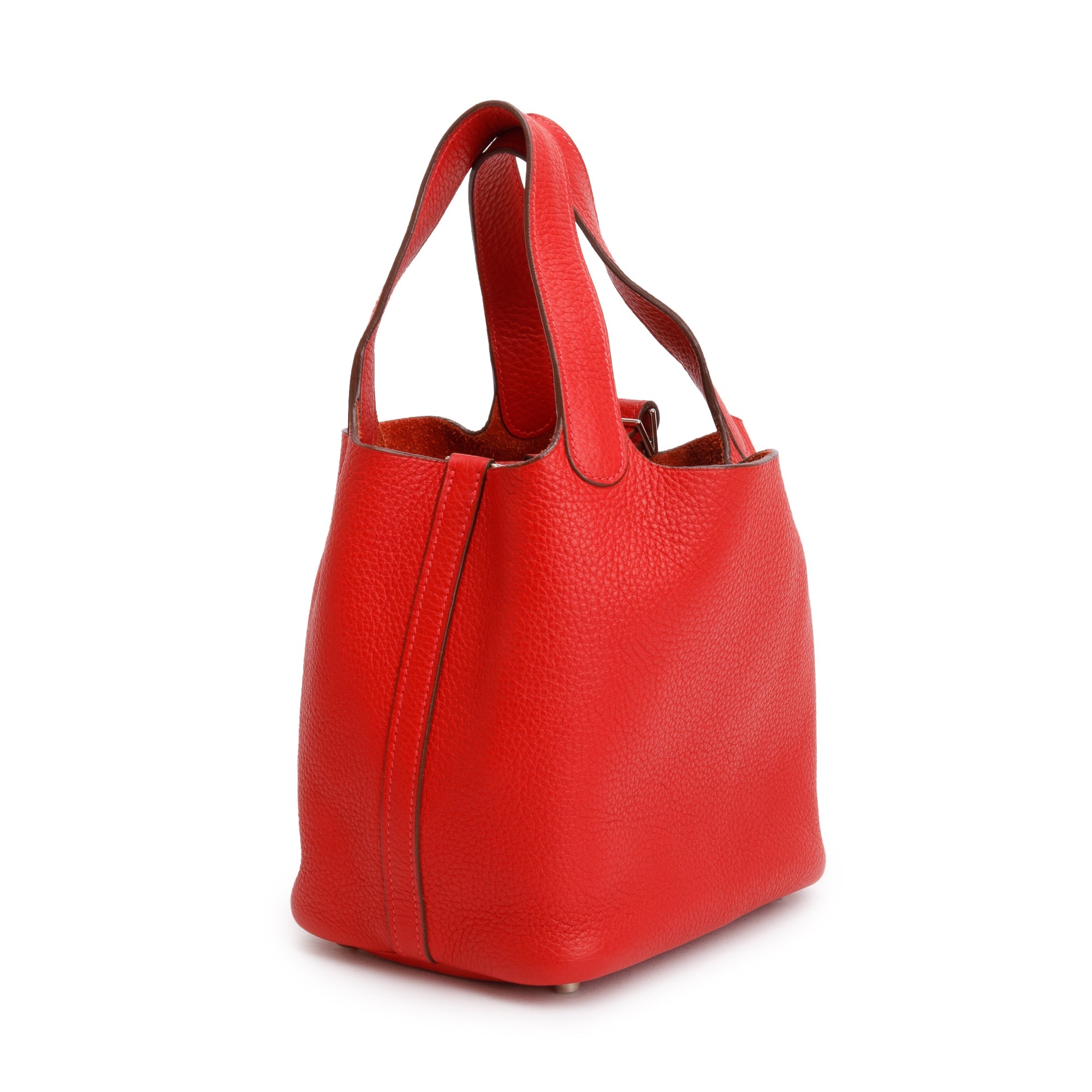 Hermes Rouge Taurillon Clemence Picotin 18 w/ Box